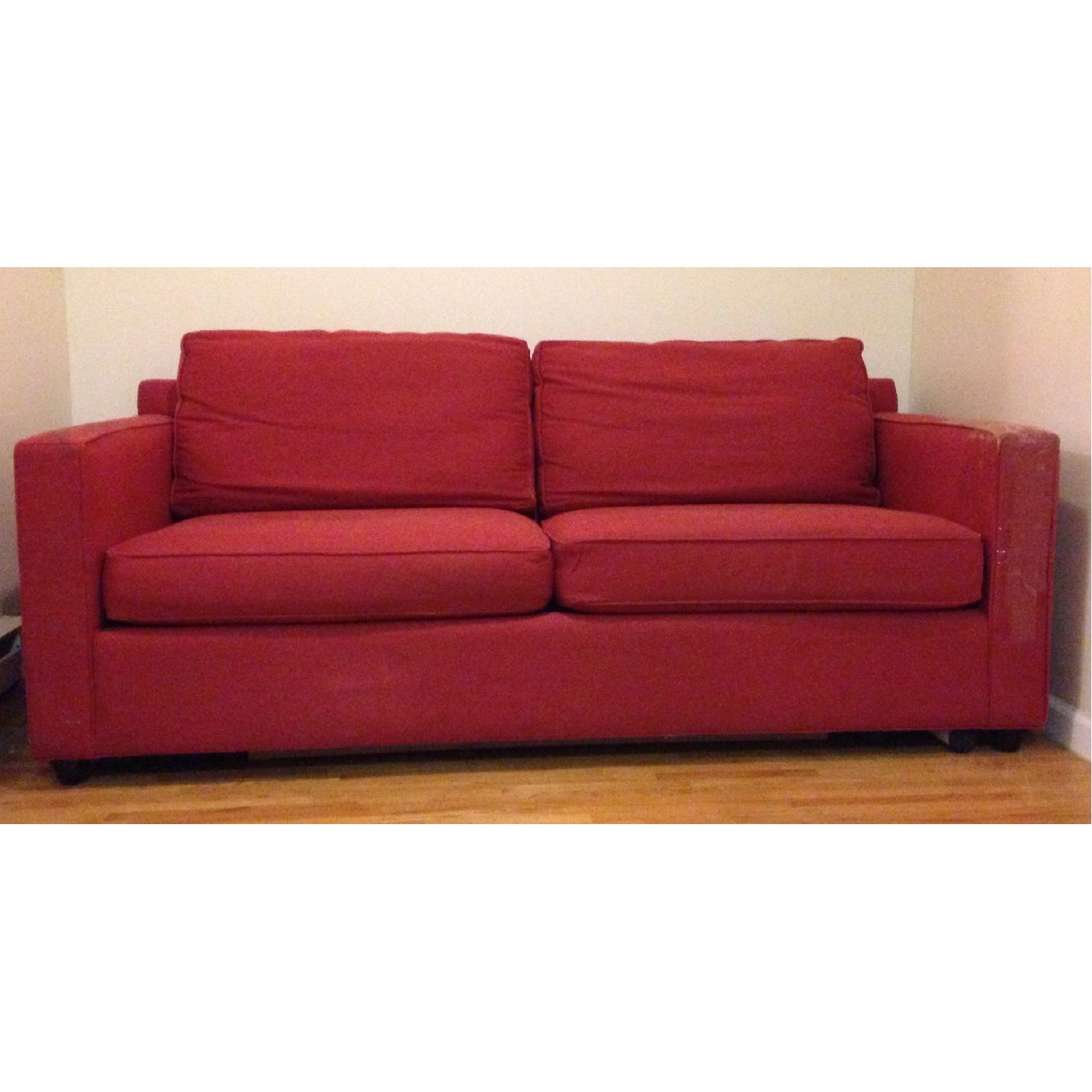 Crate & Barrel Red Sofa - image-1