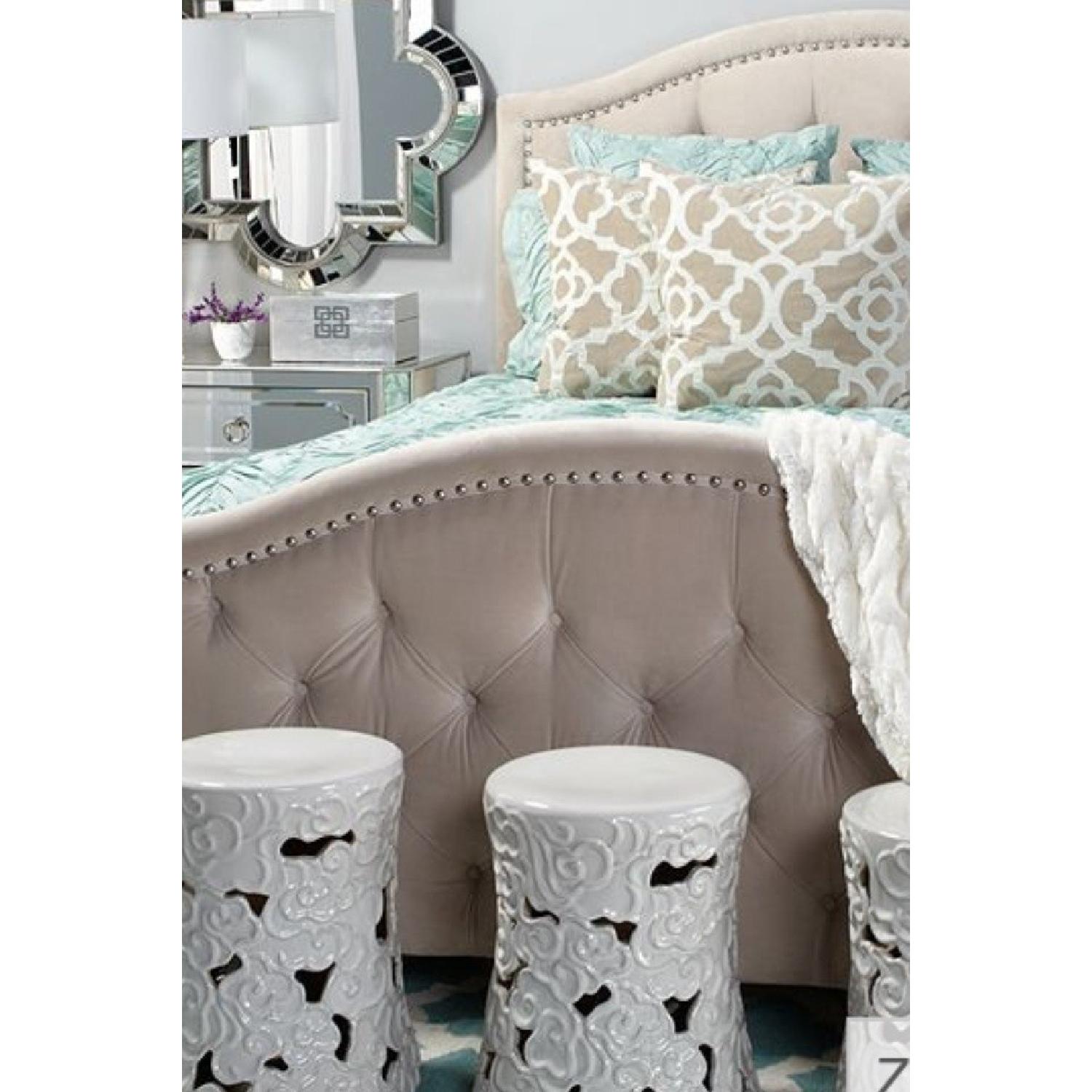 Z Gallerie Queen Size Nicolette Bed in Bella Pearl - image-1