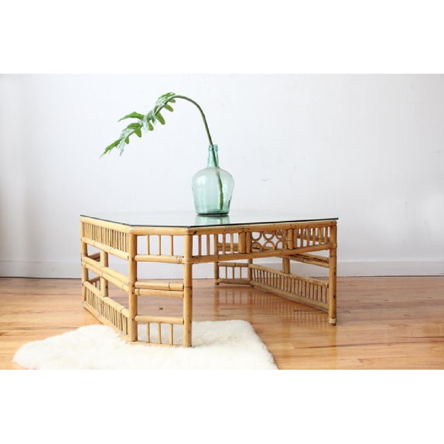 Vintage Bamboo Octagonal Chippendale Coffee Table - image-1