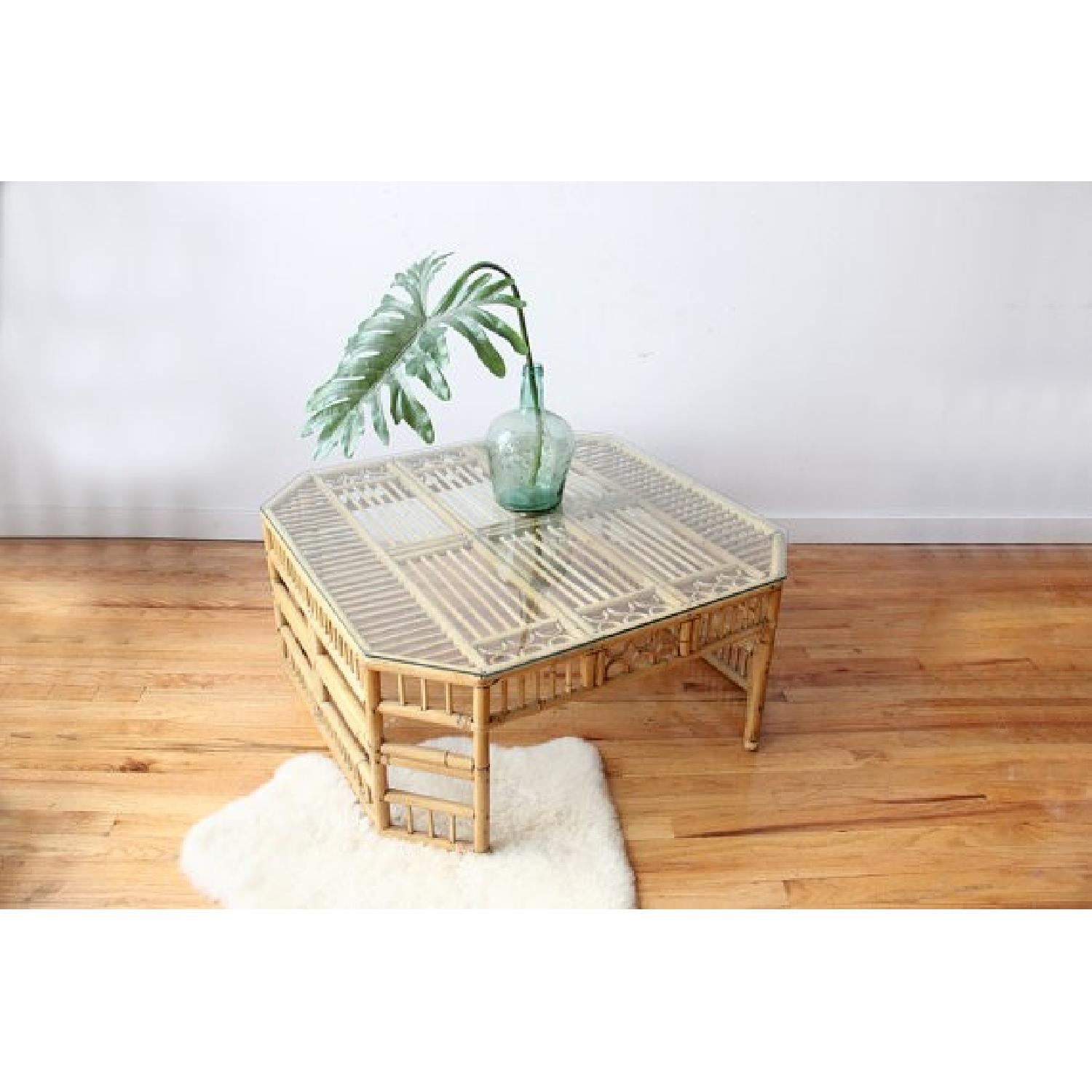 Vintage Bamboo Octagonal Chippendale Coffee Table - image-2