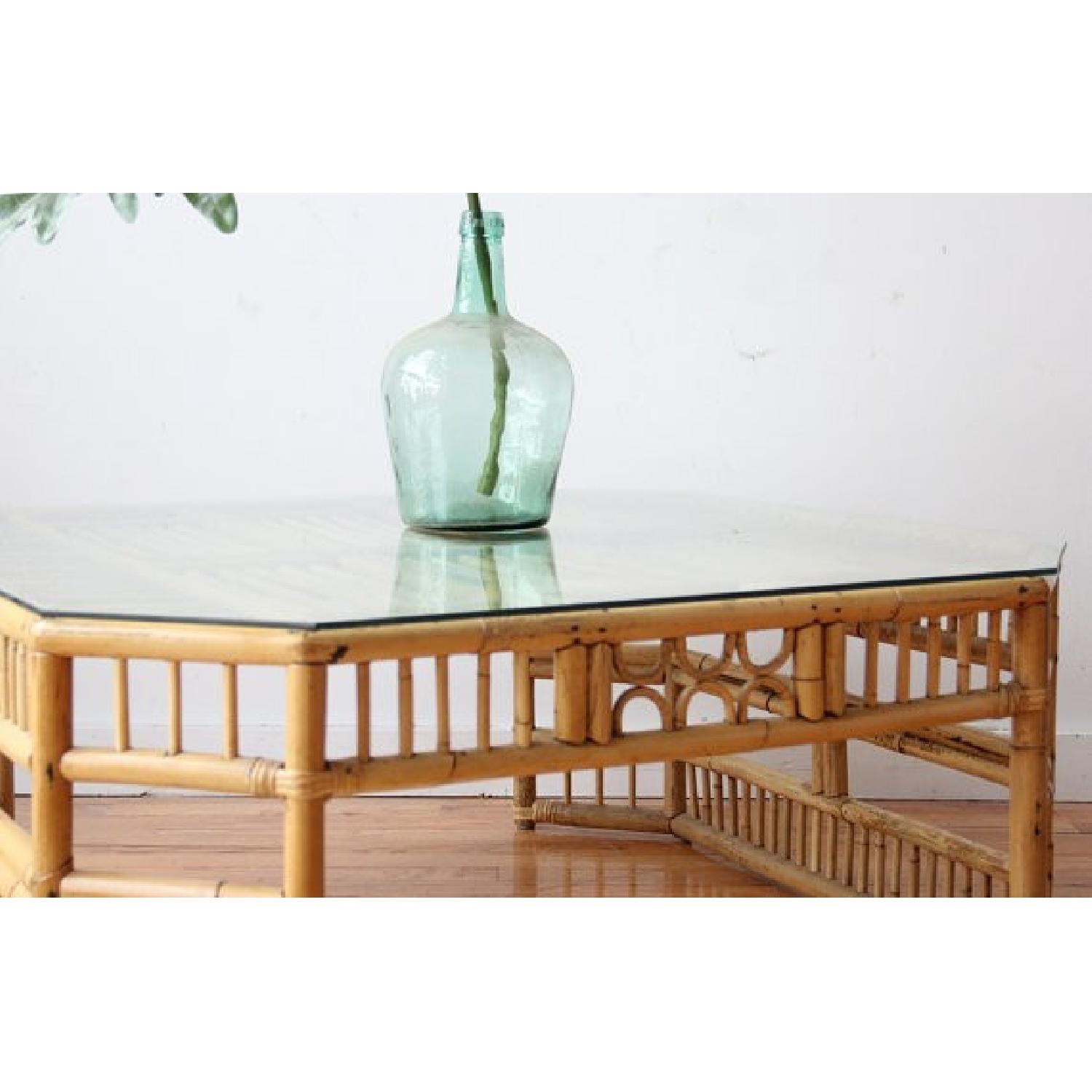 Vintage Bamboo Octagonal Chippendale Coffee Table - image-3