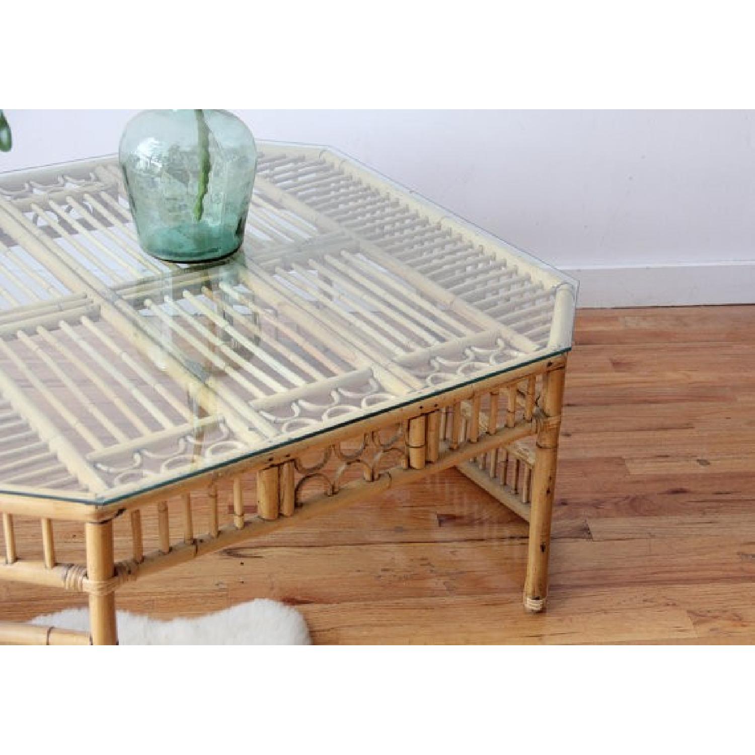 Vintage Bamboo Octagonal Chippendale Coffee Table - image-4