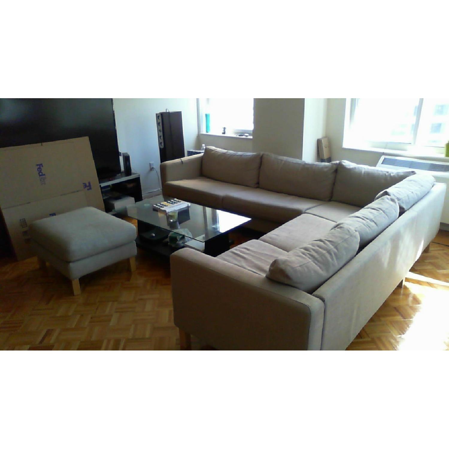 Ikea L Shaped Couch with Footstool - image-1