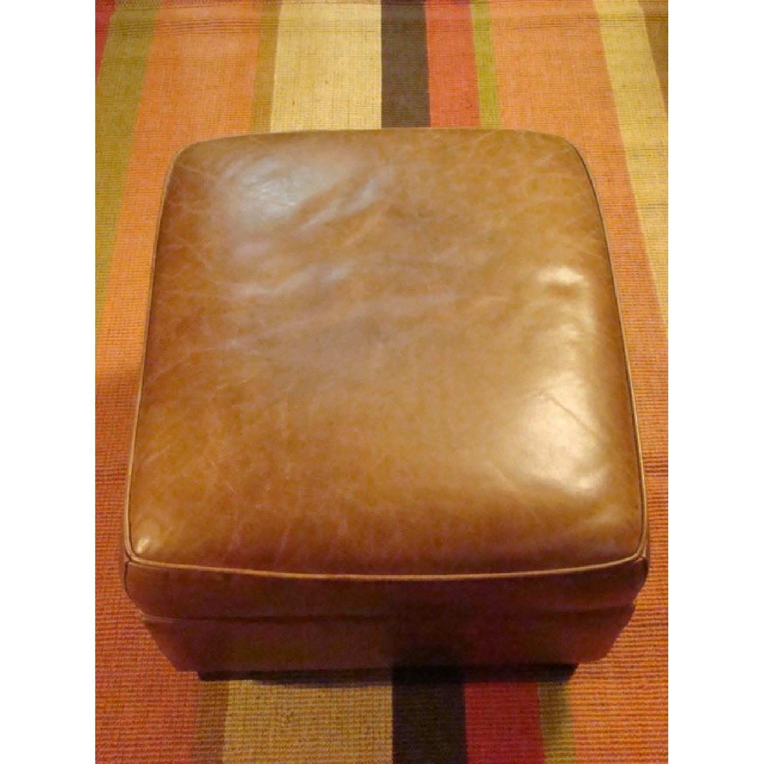Pottery Barn Leather Ottoman - image-1