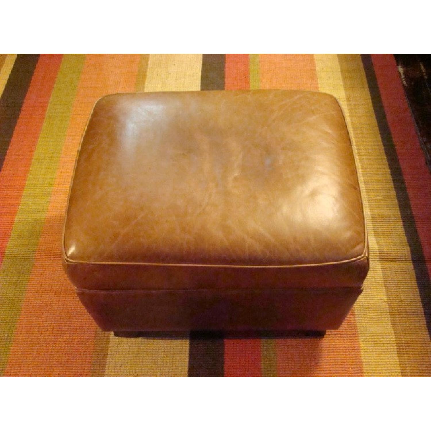 Pottery Barn Leather Ottoman - image-2
