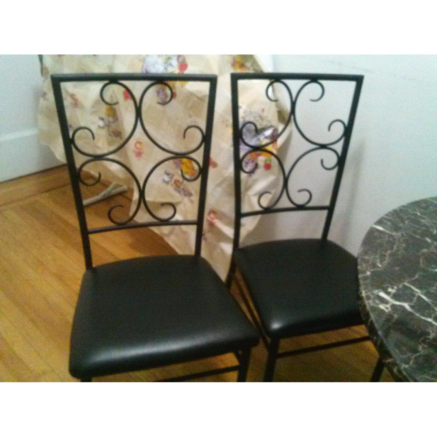 Round Marble Table w/ 4 Leather Chairs - image-3