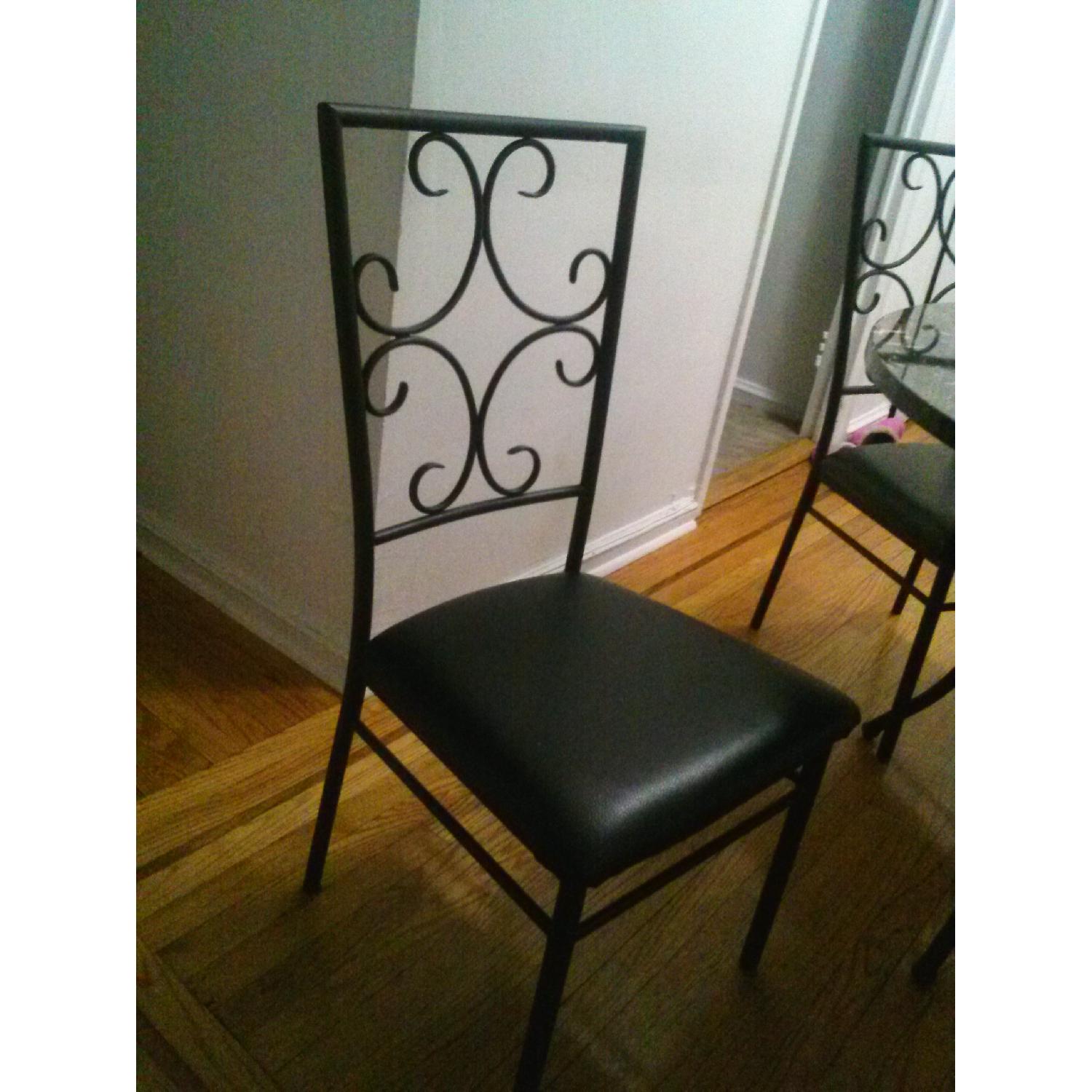 Round Marble Table w/ 4 Leather Chairs - image-4