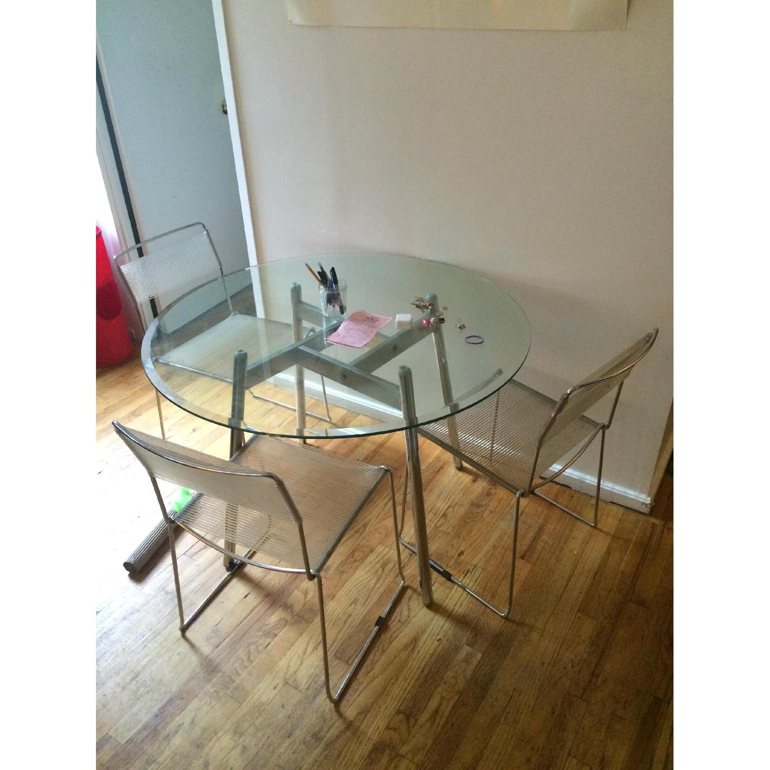 Modern Round Glass Dining Table + 4 Chairs - image-2