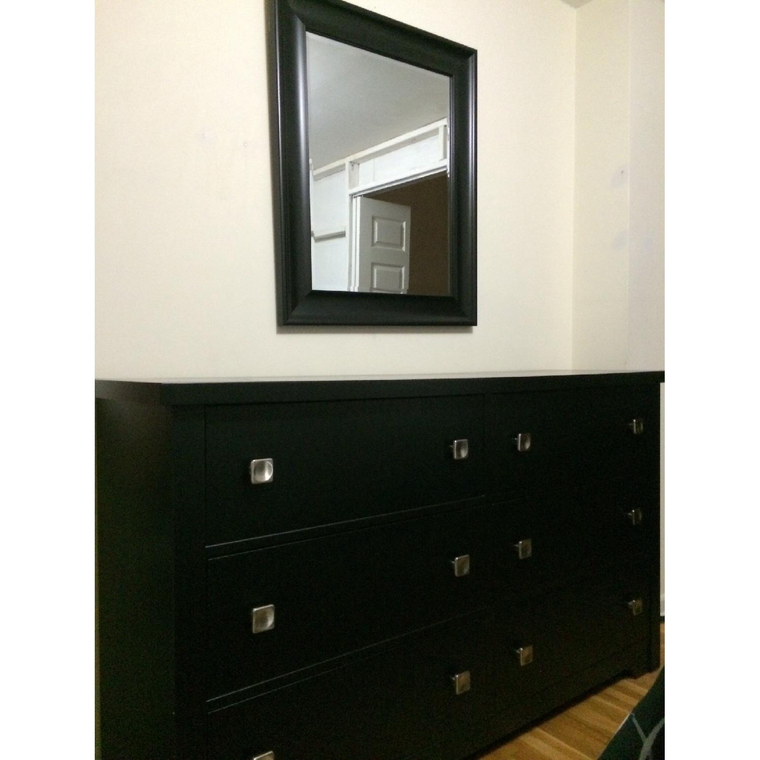 Value City Black Dresser with Matching Mirror - image-1