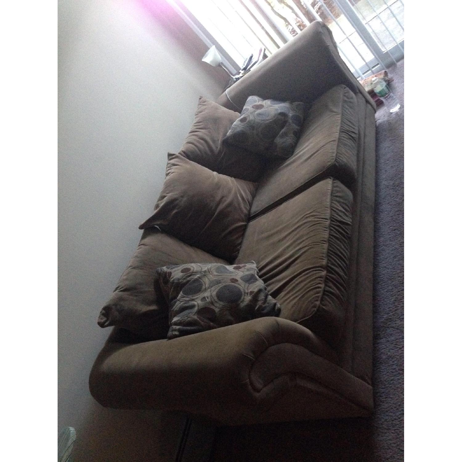 Bob's Furniture Tan Microfiber Sofa AptDeco