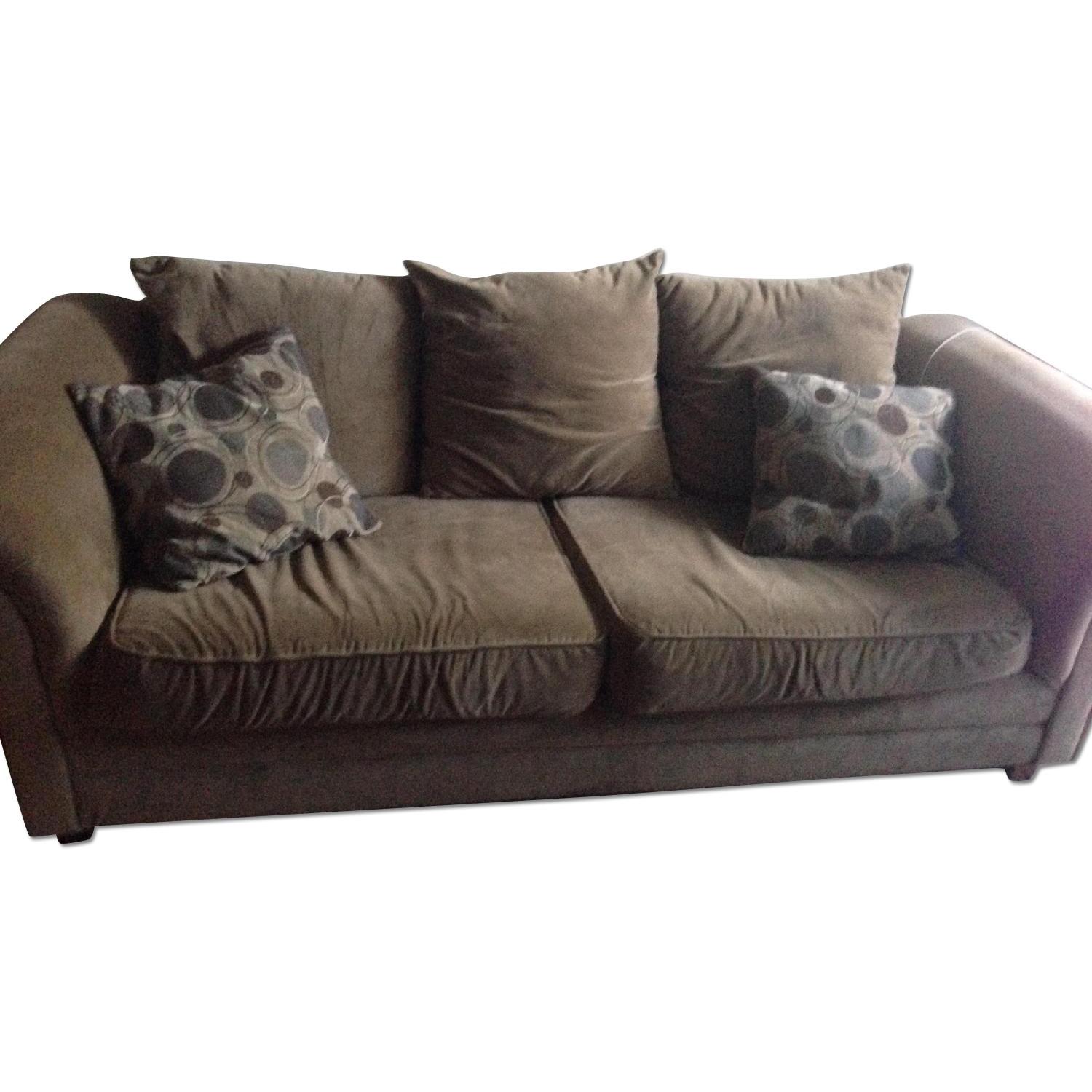 Bob's Furniture Tan Microfiber Sofa AptDeco