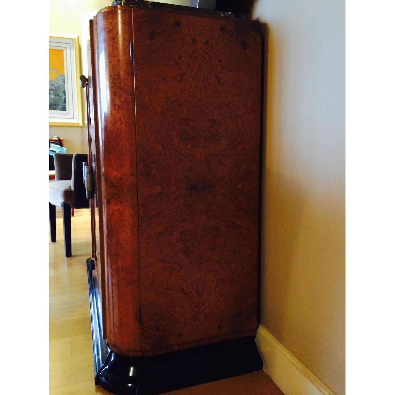 Art Deco Exotic Wood Lighted Cabinet w/ Black Marble Top - image-2