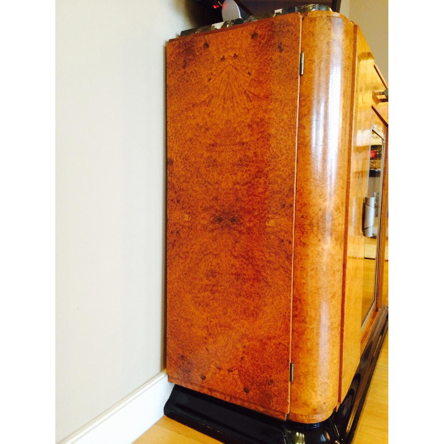 Art Deco Exotic Wood Lighted Cabinet w/ Black Marble Top - image-3