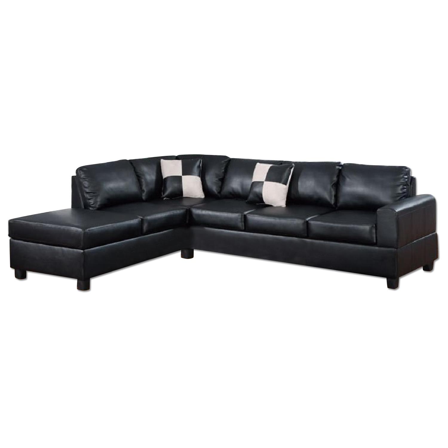 Sacramento Black Leather Sectional Sofa AptDeco