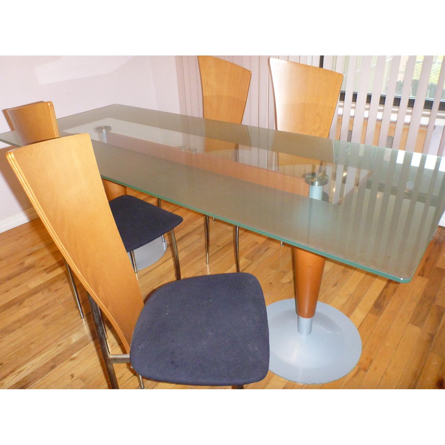 Modern Glass Dining Table w/ 4 Chairs - image-2