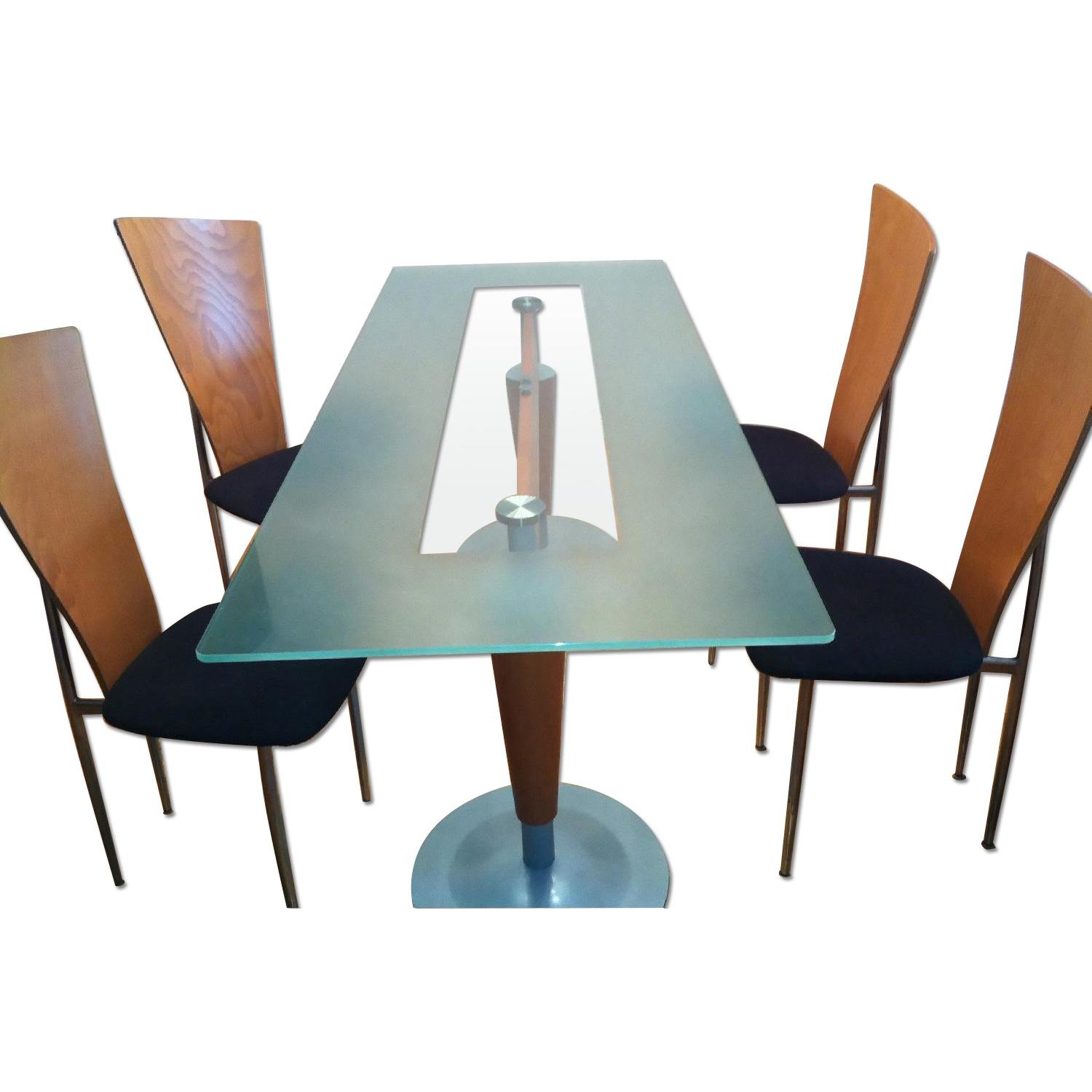Modern Glass Dining Table w/ 4 Chairs - image-0