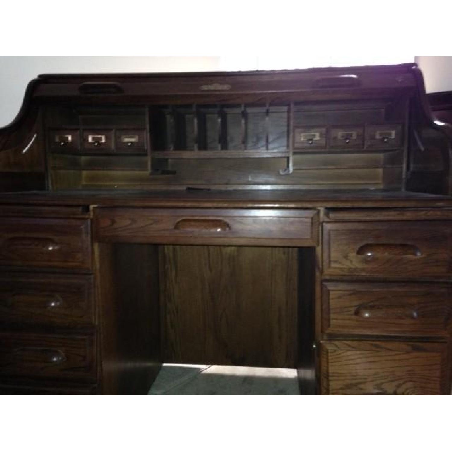 Oak Roll Top Desk - image-4
