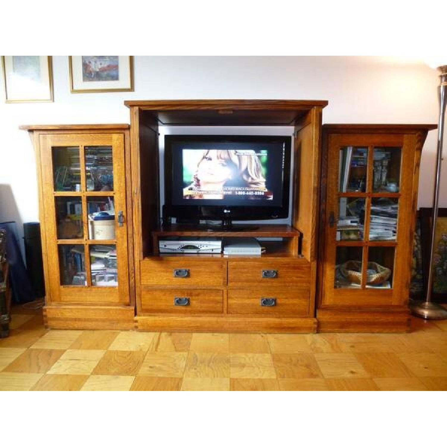 Latners Solid Wood Mission Style 3 Piece Entertainment Center & Bookcases - image-1