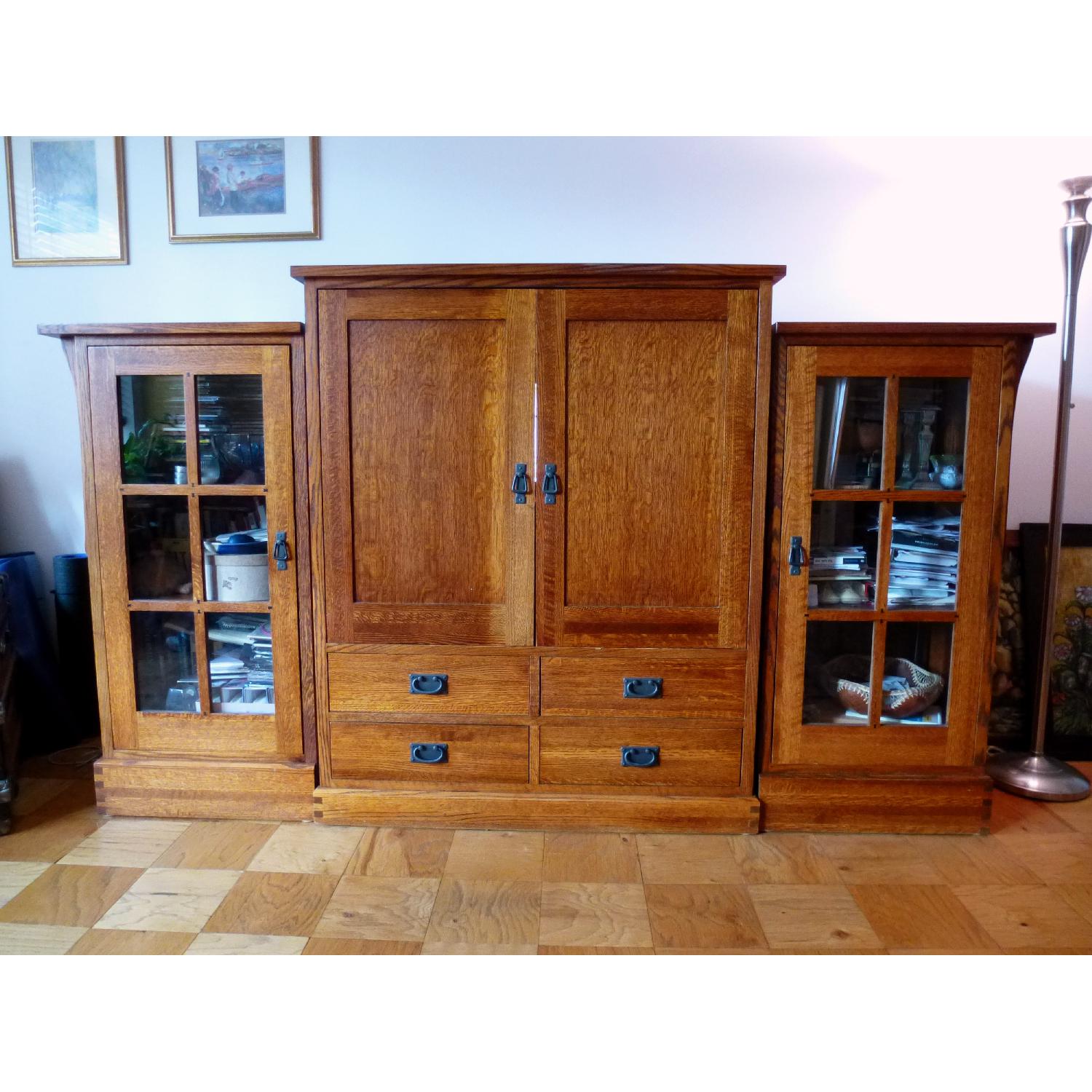 Latners Solid Wood Mission Style 3 Piece Entertainment Center & Bookcases - image-2