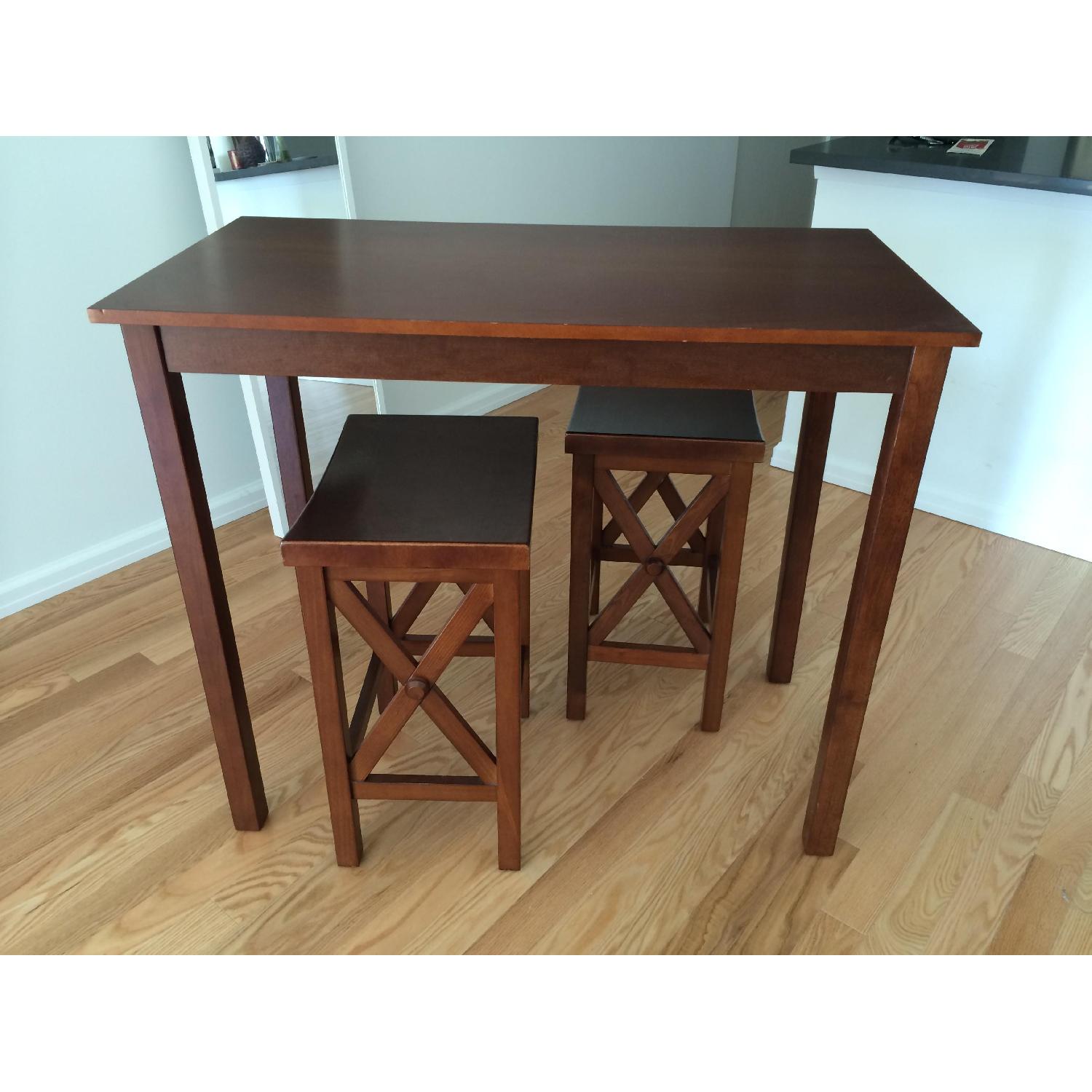 Home Decorators Collection Brexley Chestnut 4-Piece Pub Set w/ 3 Stools - image-2