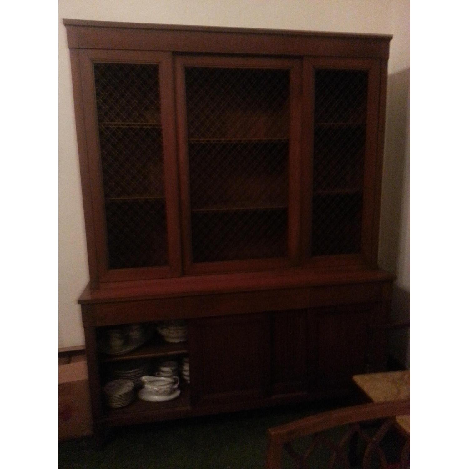 Mid Century Antique Walnut China Cabinet - image-1