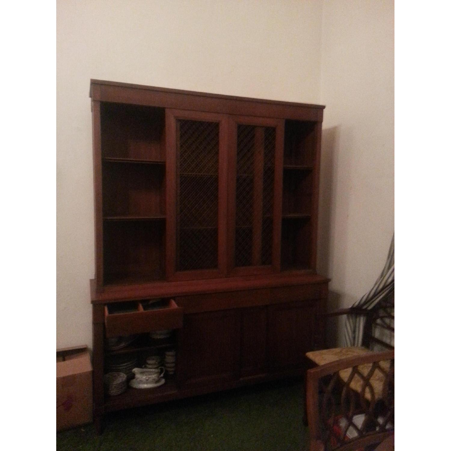 Mid Century Antique Walnut China Cabinet - image-3
