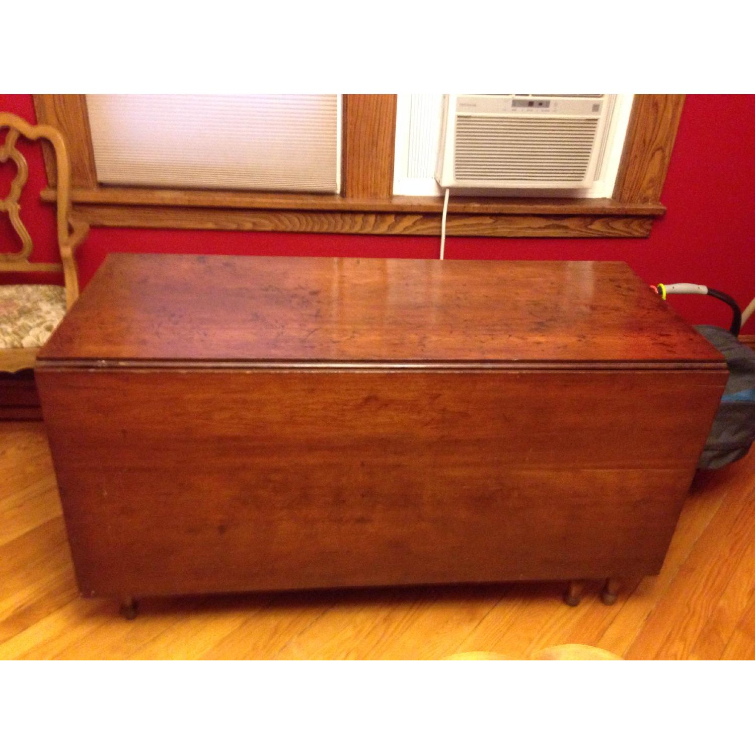 Antique Solid Walnut Drop Leaf Table - image-1