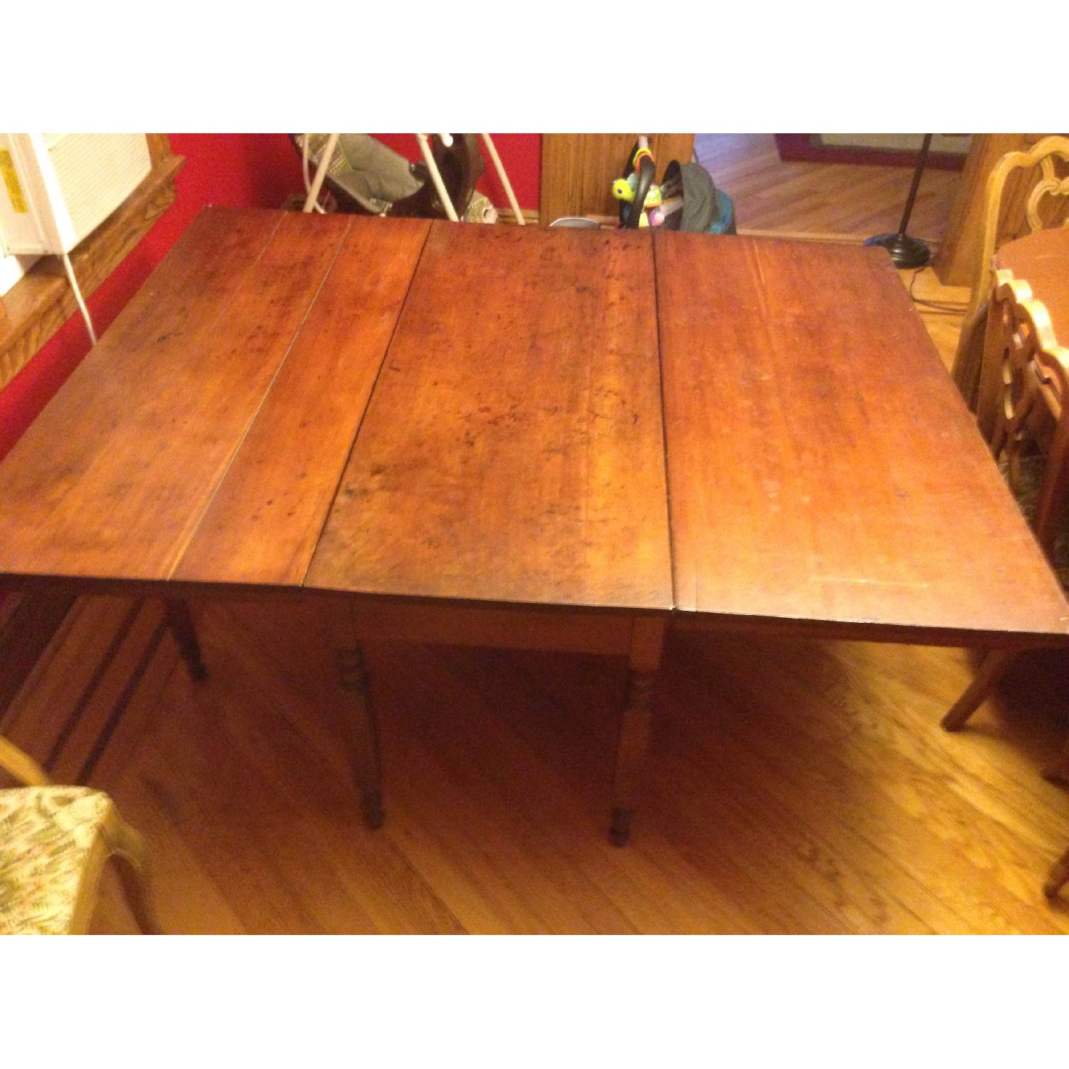Antique Solid Walnut Drop Leaf Table - image-2