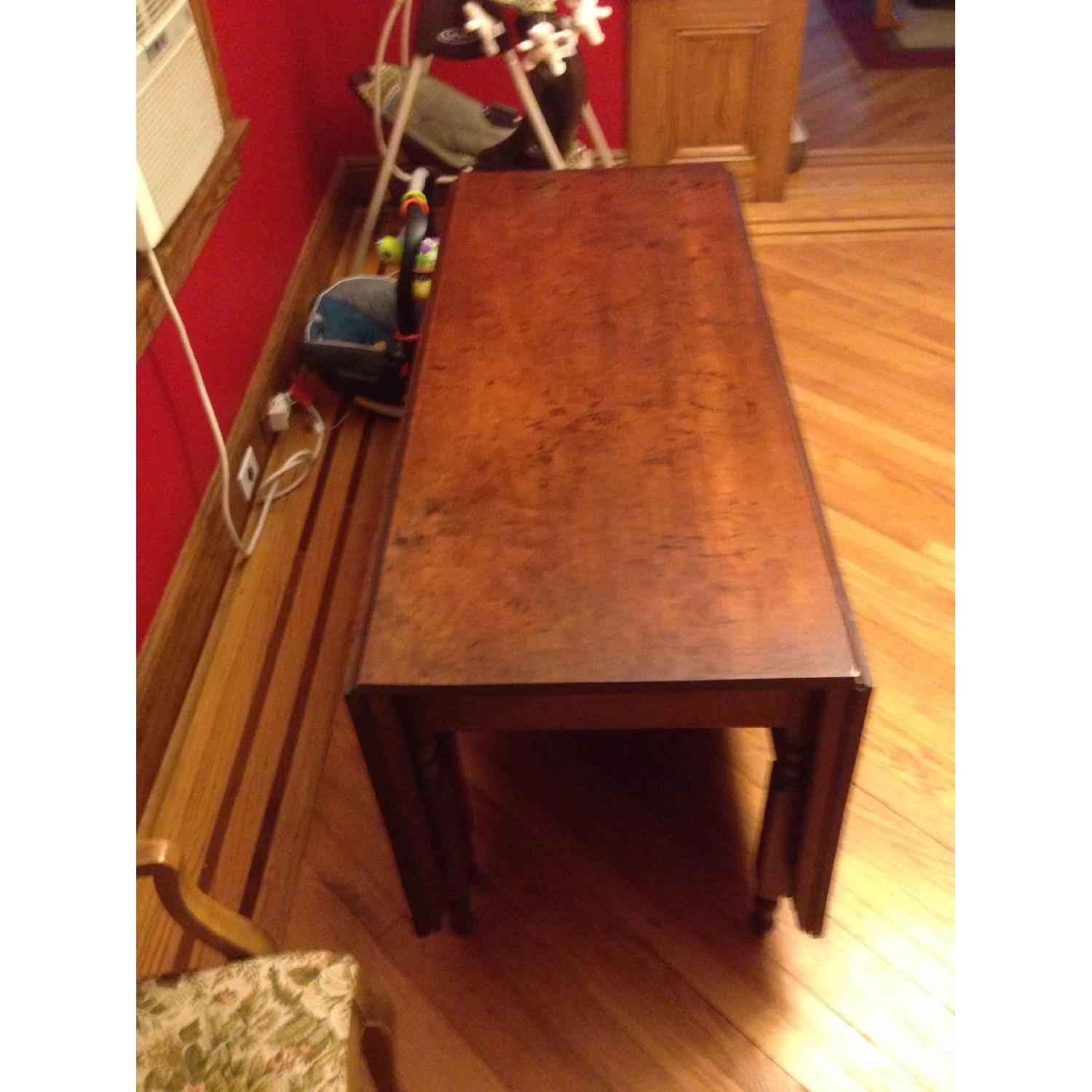 Antique Solid Walnut Drop Leaf Table - image-3
