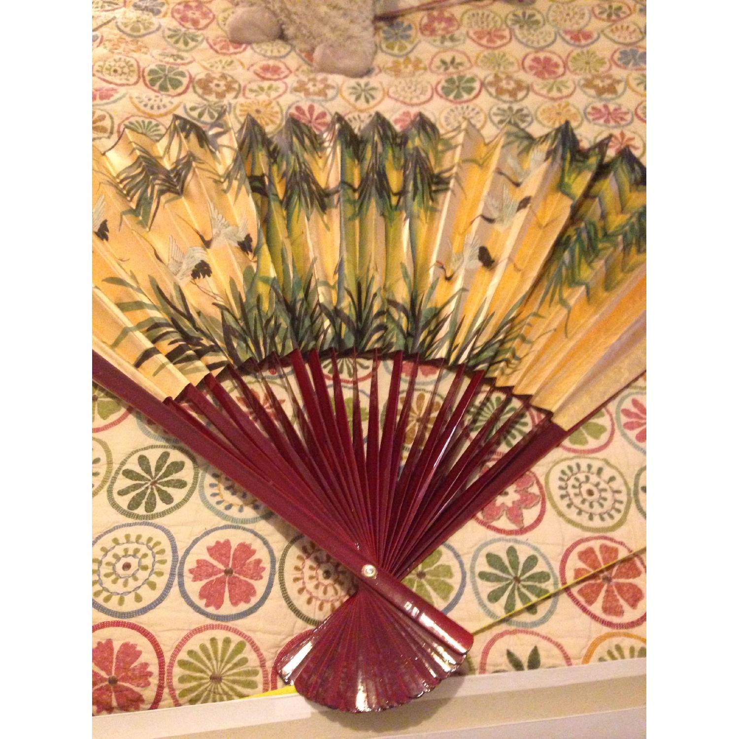 Antique Large Chinese Wall Fan Gold - image-1