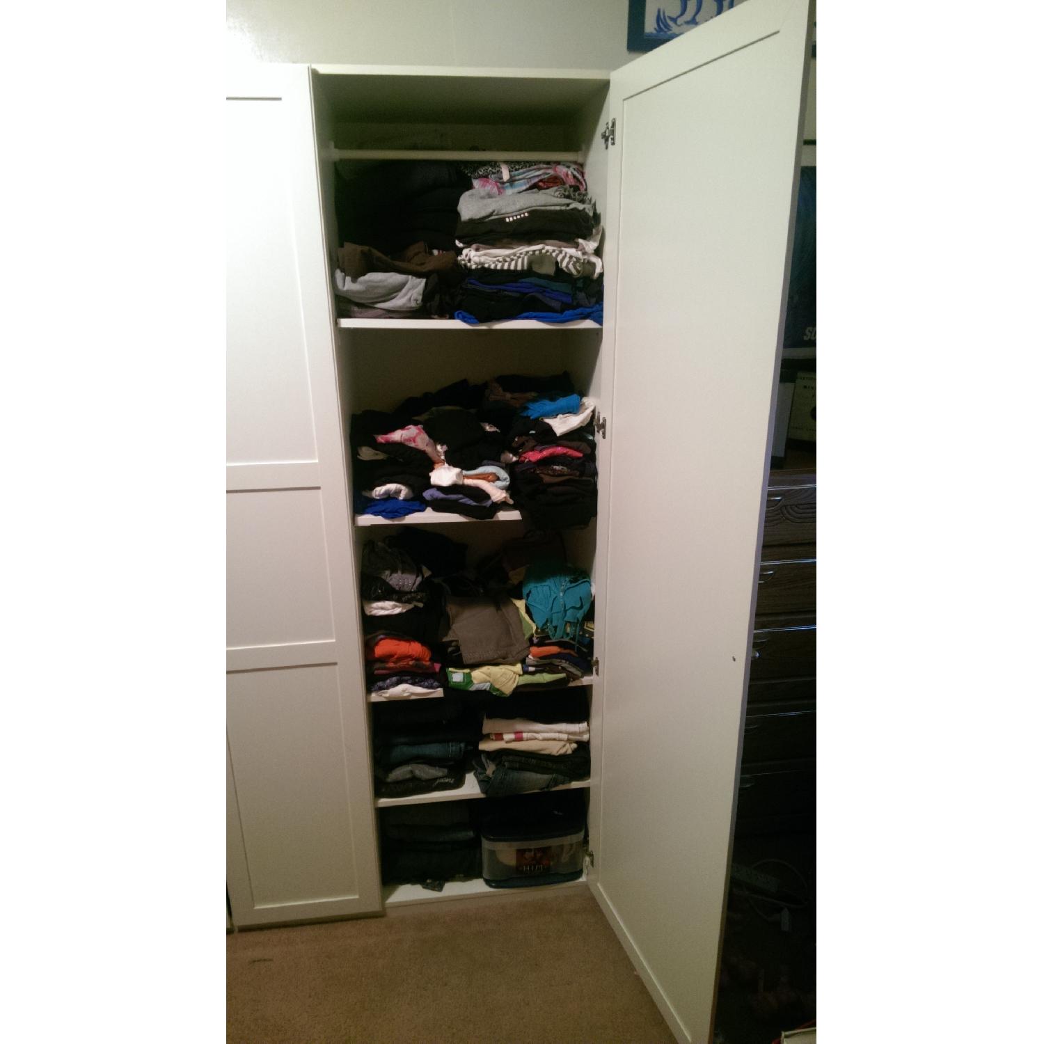 Ikea All White Wooden Wardrobe Closet w/ 7 Shelves and Clothes Rail - image-5
