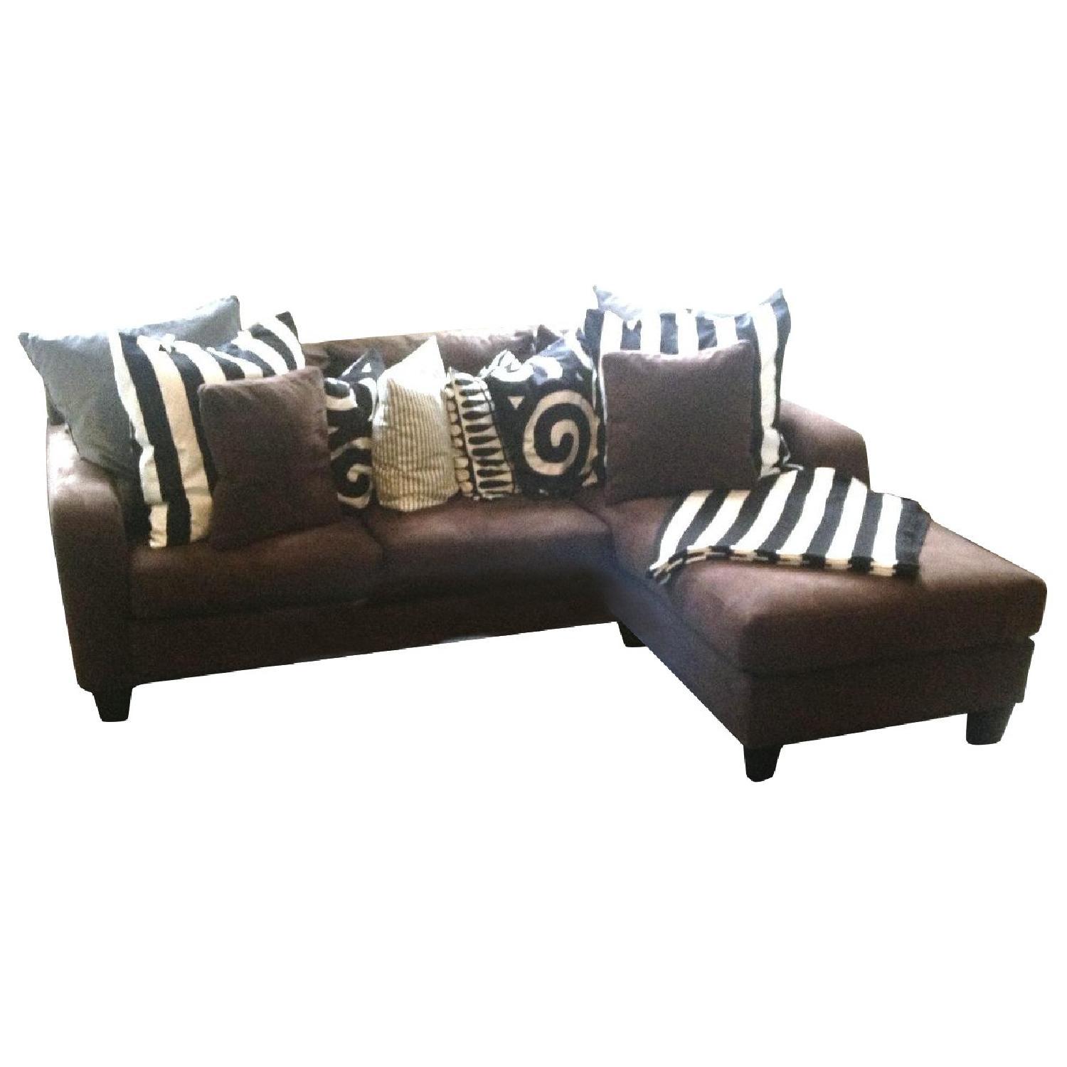 Cindy Crawford Home Microsuede Suede Reversible Chaise Sofa - image-0