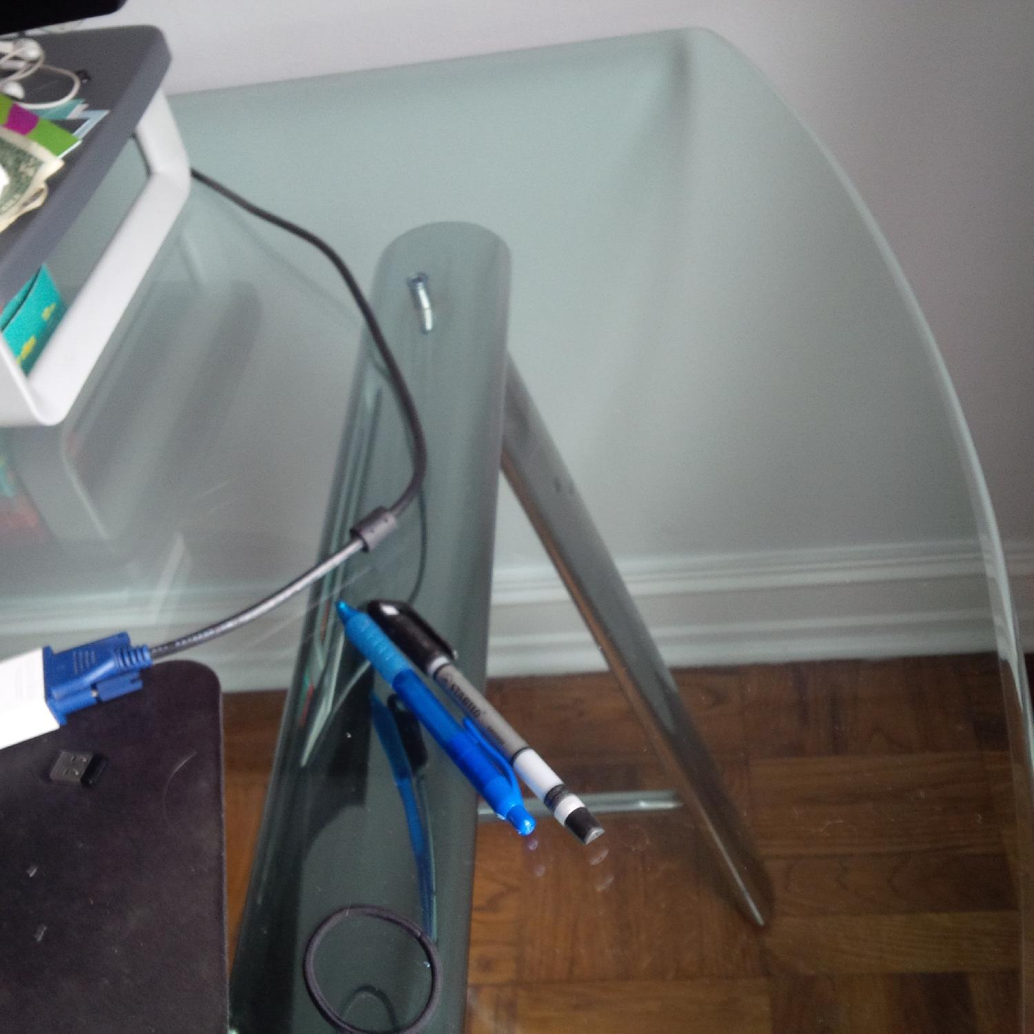 Bloomingdale's Glass & Metal Sawhorse Desk/Table - image-2