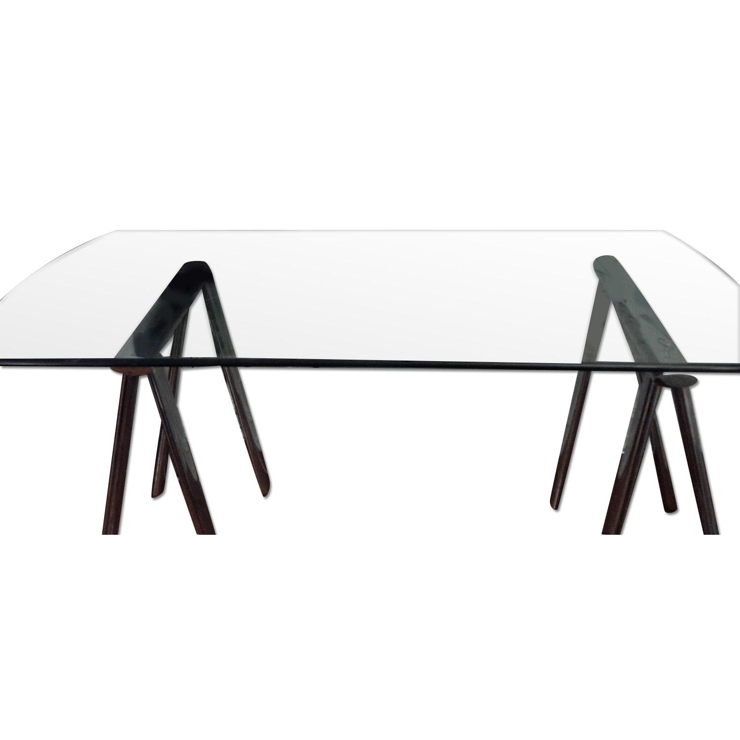Bloomingdale's Glass & Metal Sawhorse Desk/Table - image-0