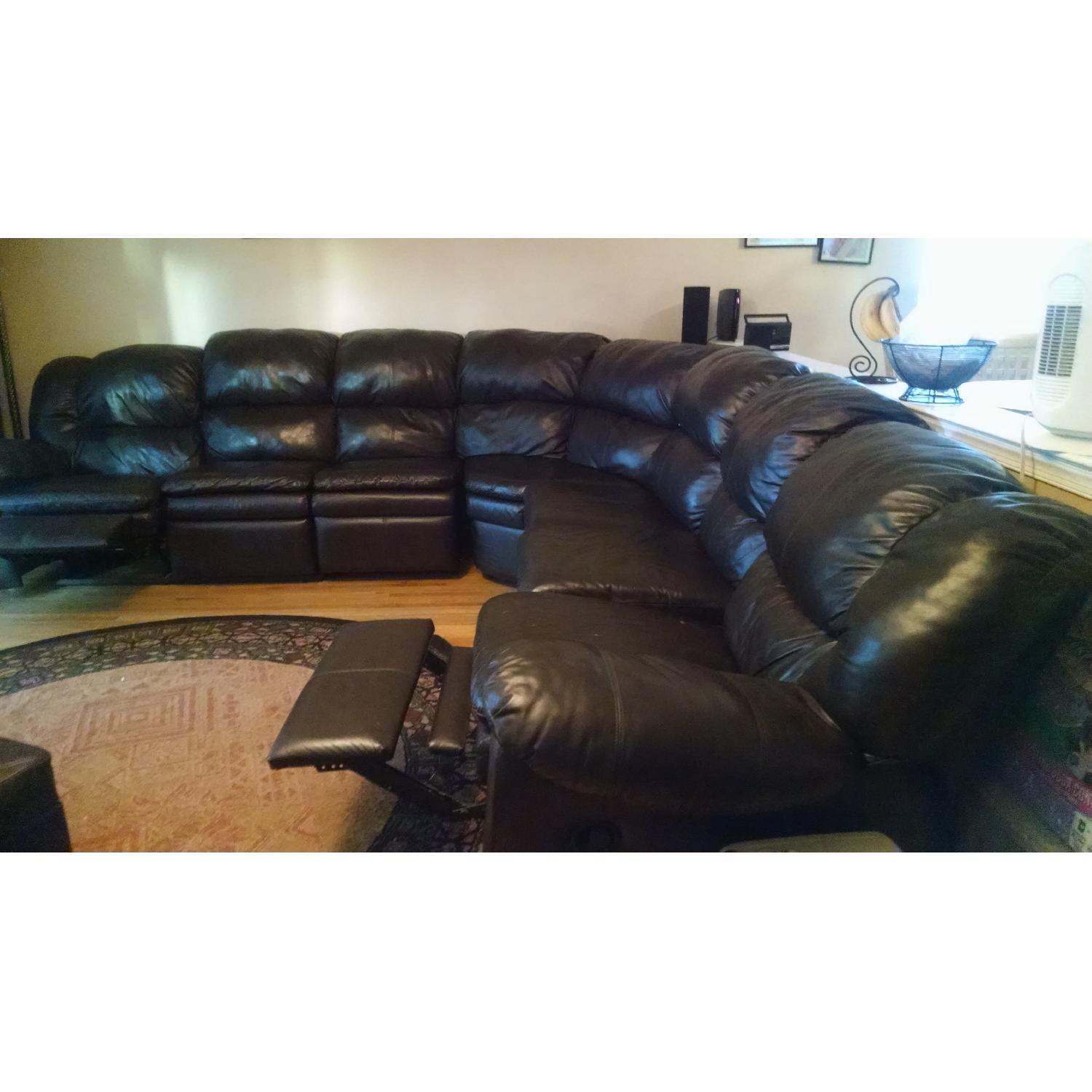 Dark Brown Leather Sectional Sofa - image-2