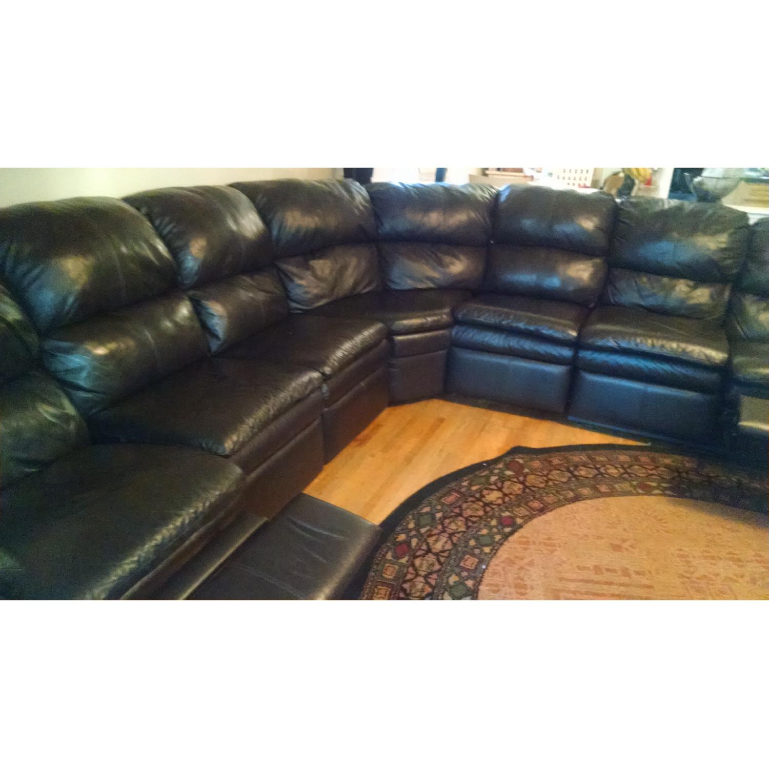 Dark Brown Leather Sectional Sofa - image-3
