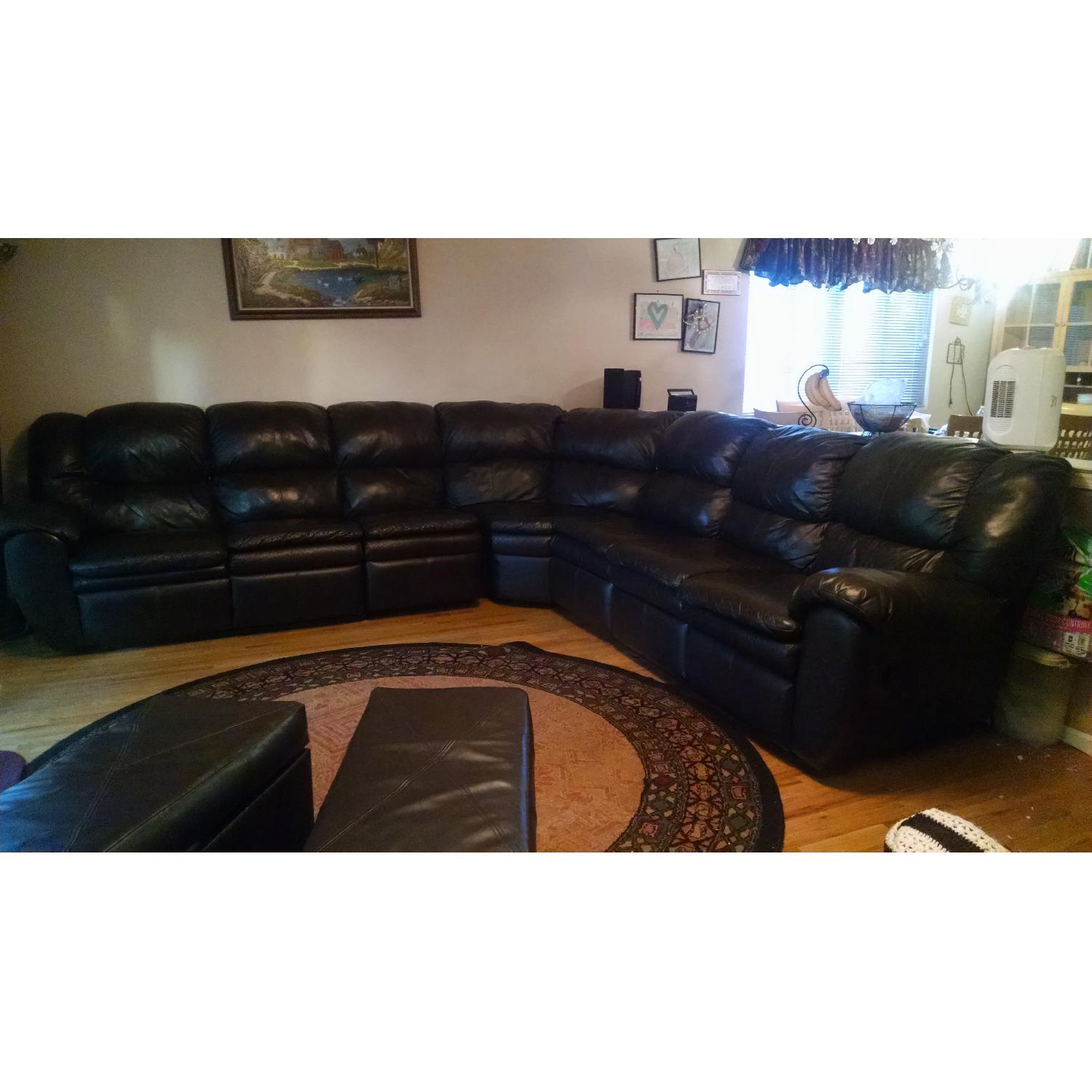 Dark Brown Leather Sectional Sofa - image-7