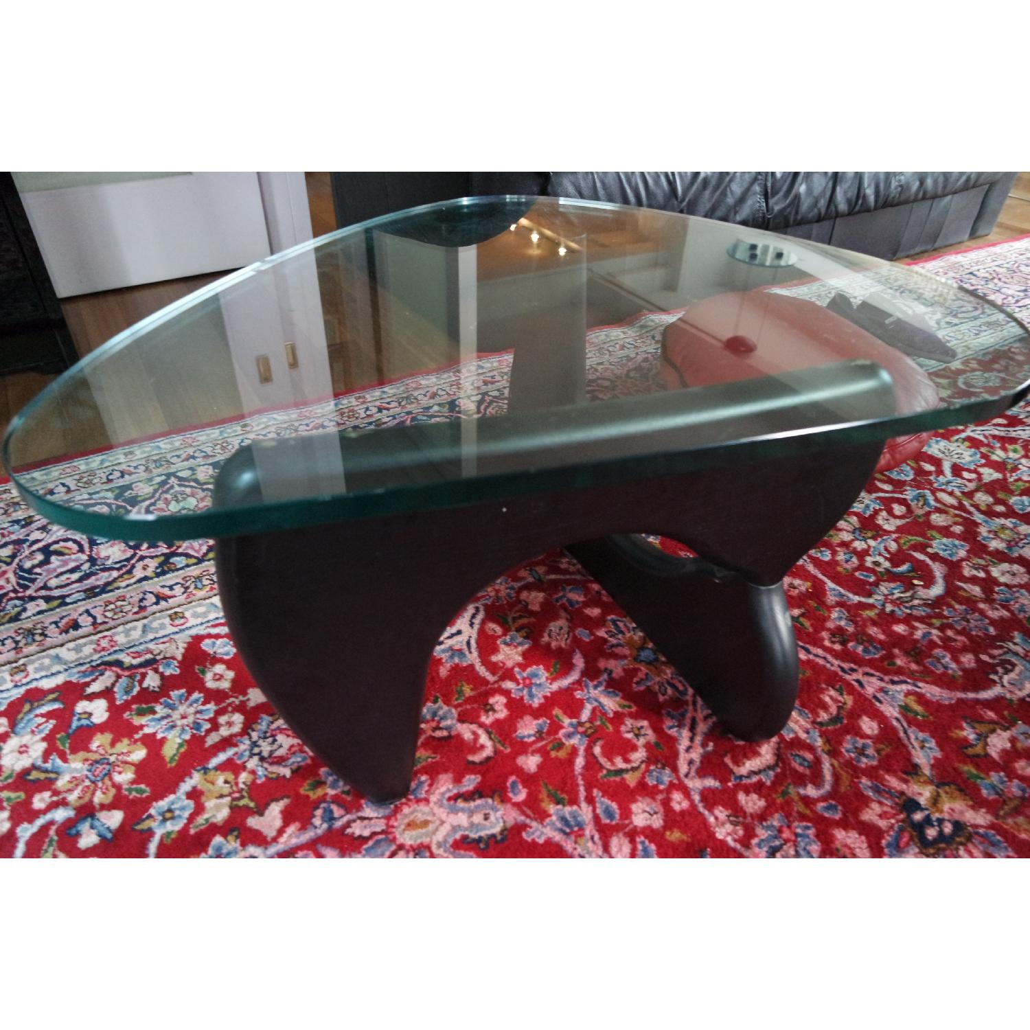 Black Birch Wood W/Tempered Glass Triangle Coffee Table - image-2