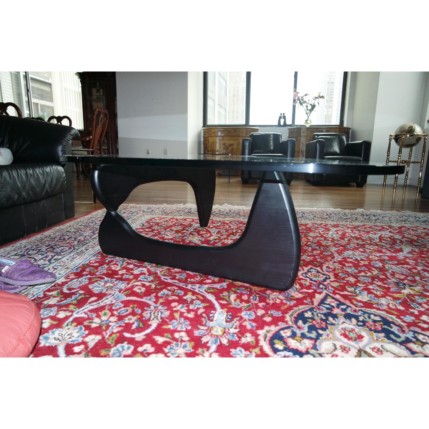 Black Birch Wood W/Tempered Glass Triangle Coffee Table - image-3