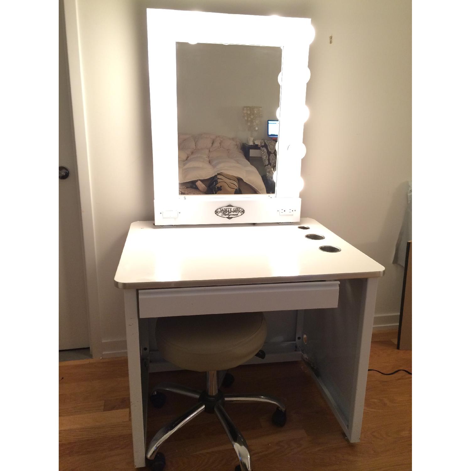 Vanity Girl Vanity Table with Light Bulbs - image-3