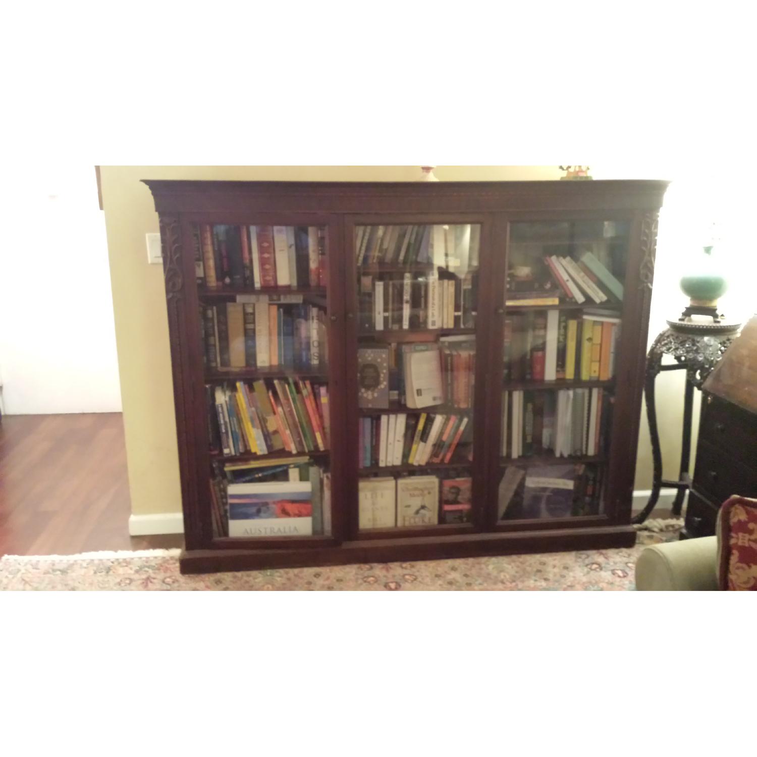 1920's Antique Bookcase w/ 3 Doors & Adjustable Shelves - image-1