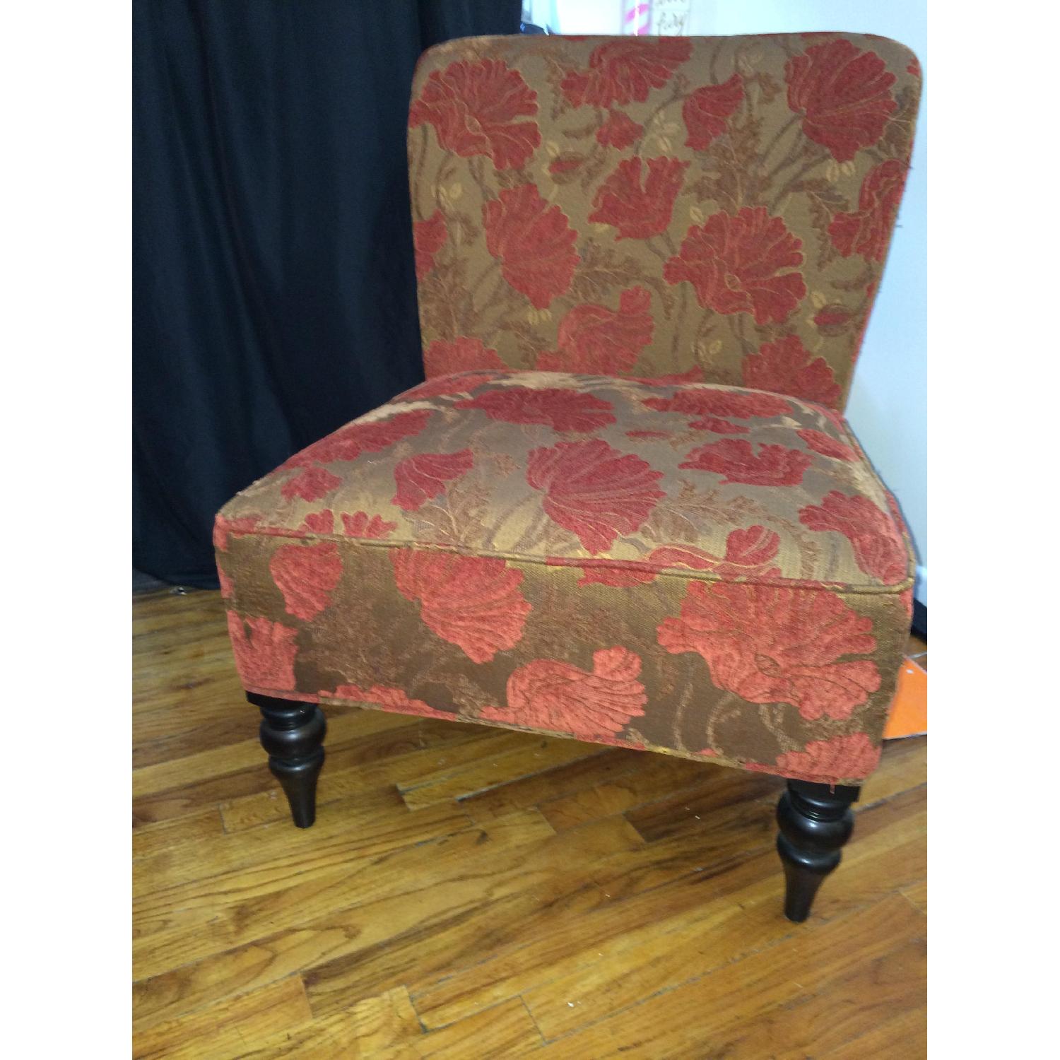 Pier 1 Imports Red & Gold Floral Chairs Set of 2 AptDeco