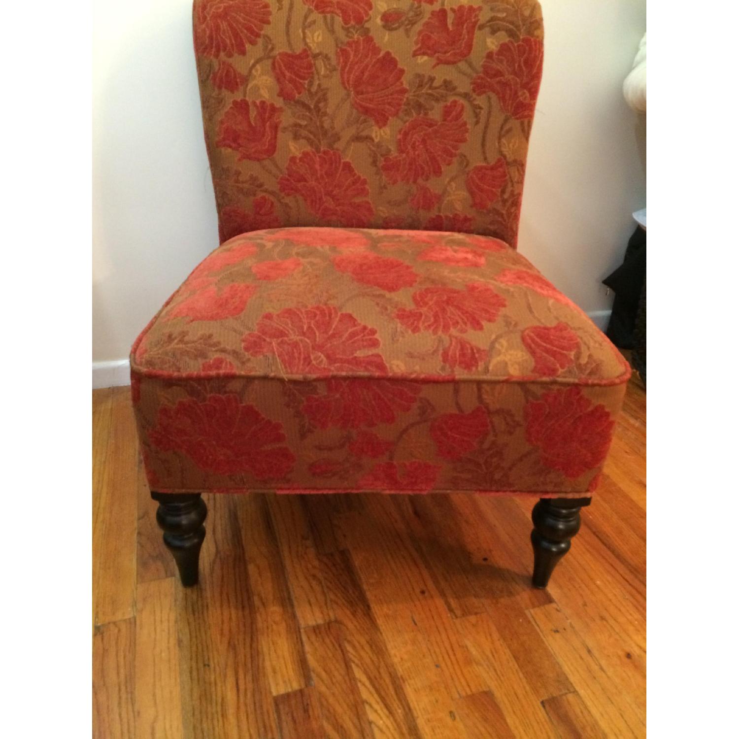 Pier 1 Imports Red & Gold Floral Chairs Set of 2 AptDeco