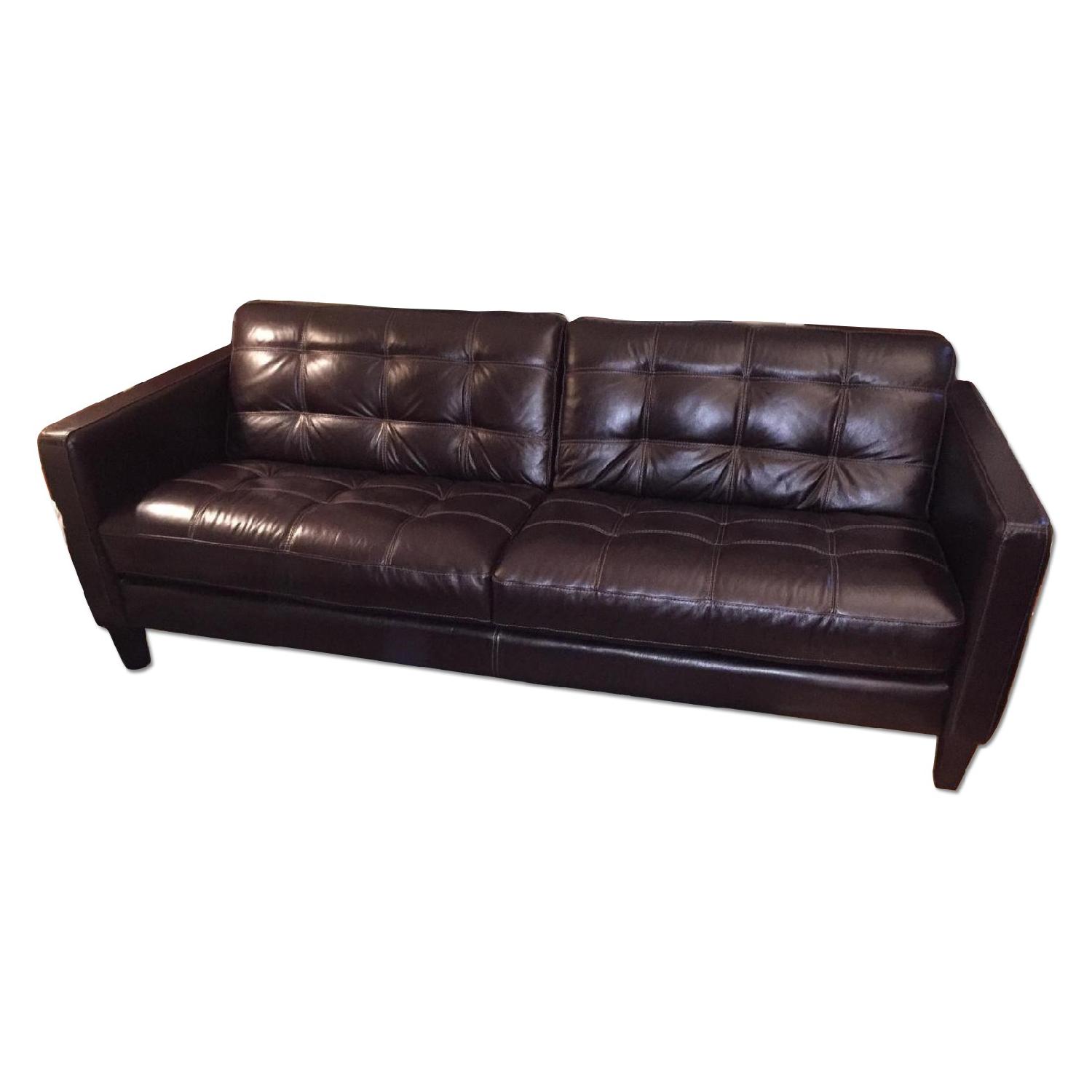 Macy's Brown Leather Sofa AptDeco