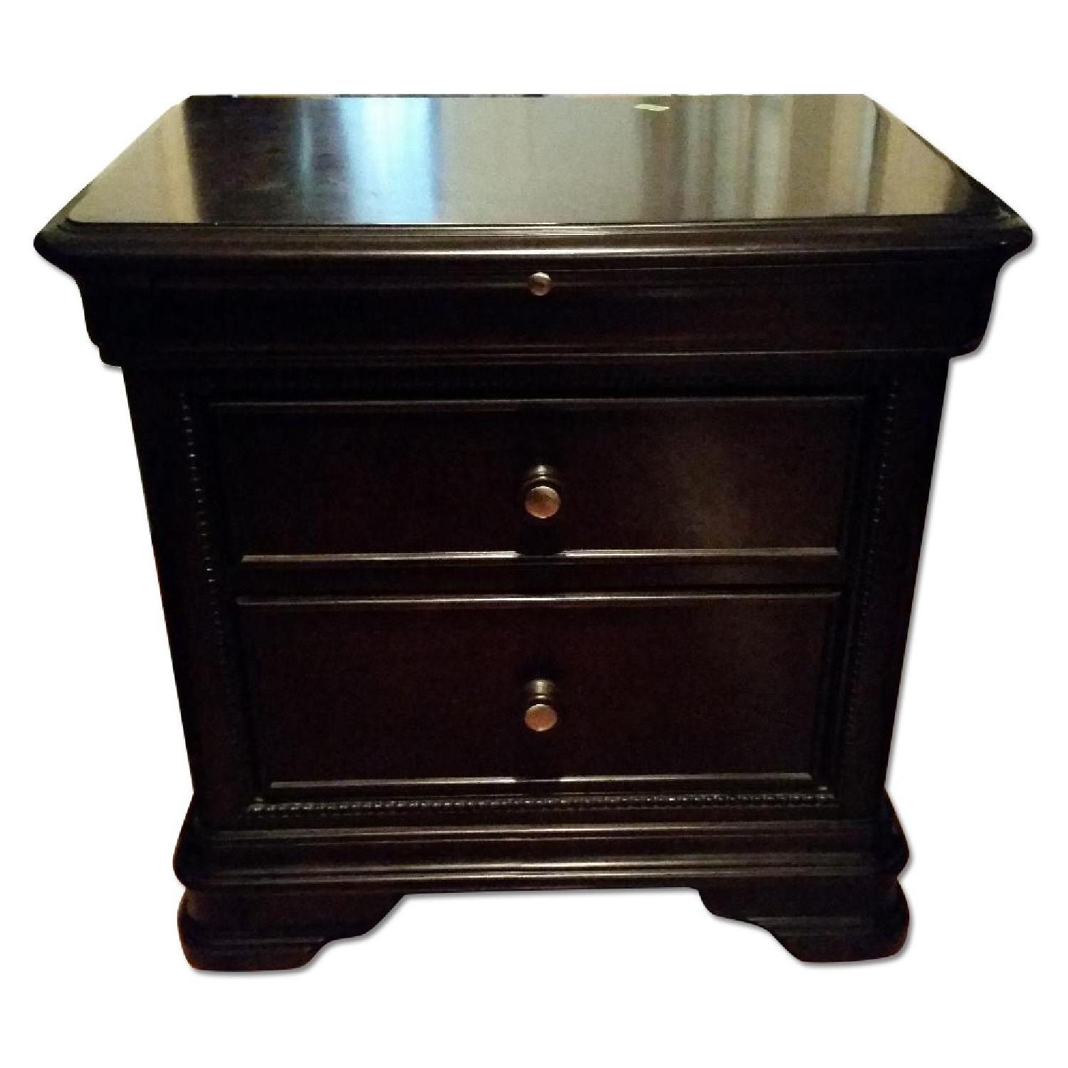 Dark Wood Bedside Table AptDeco