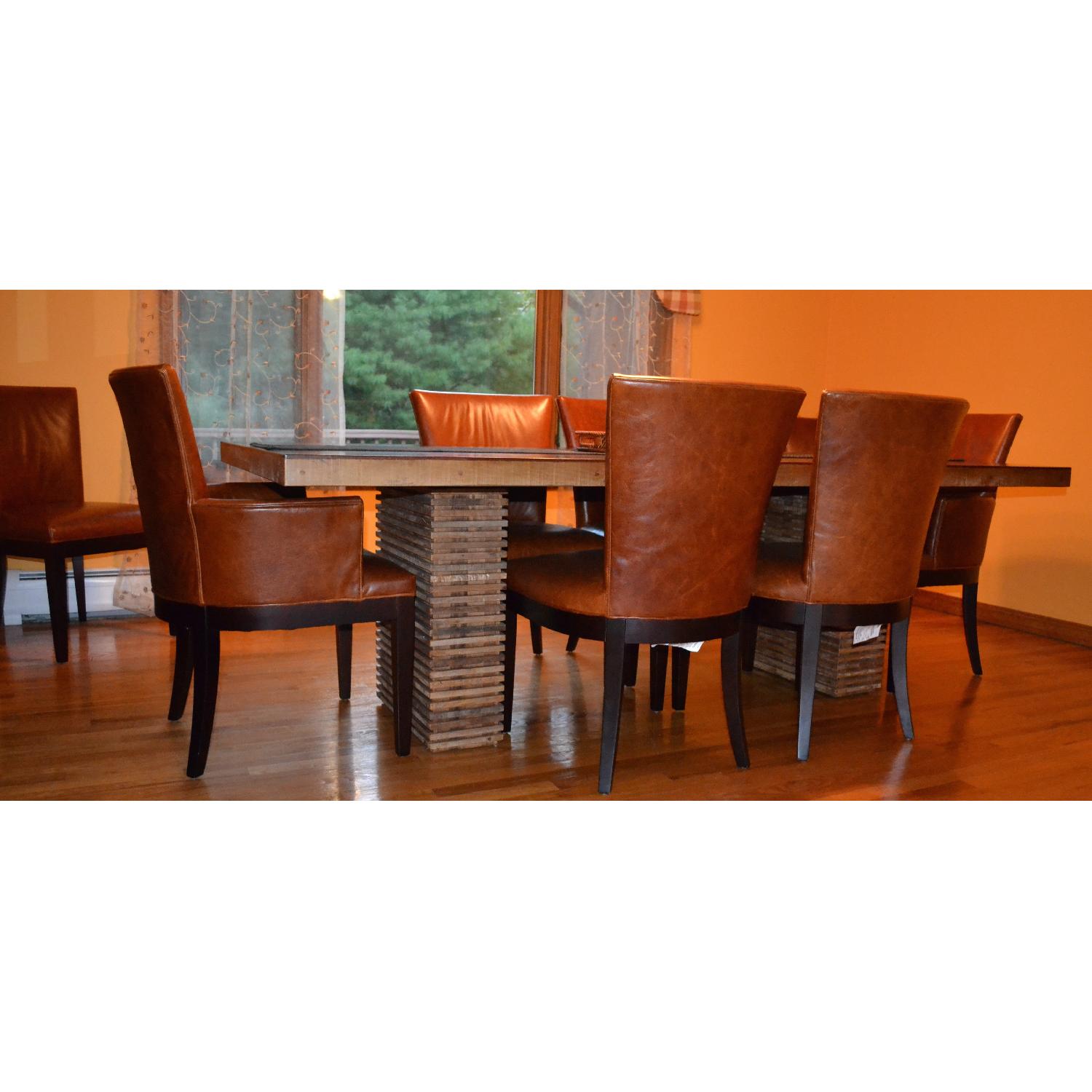 Crate & Barrel Paloma Dining Table w/ 6 Leather Chairs AptDeco