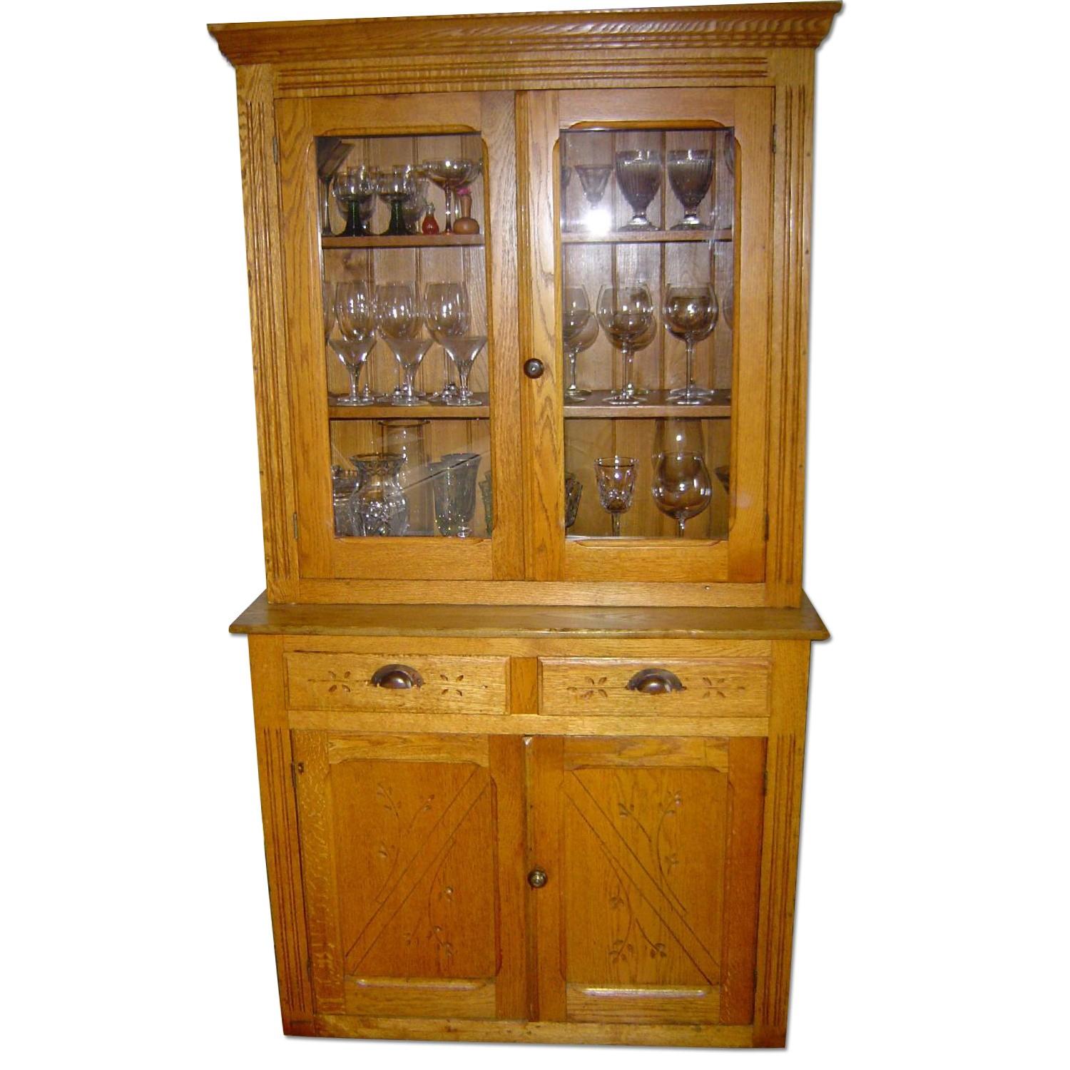 Antique Early American Sideboard Hutch - image-0