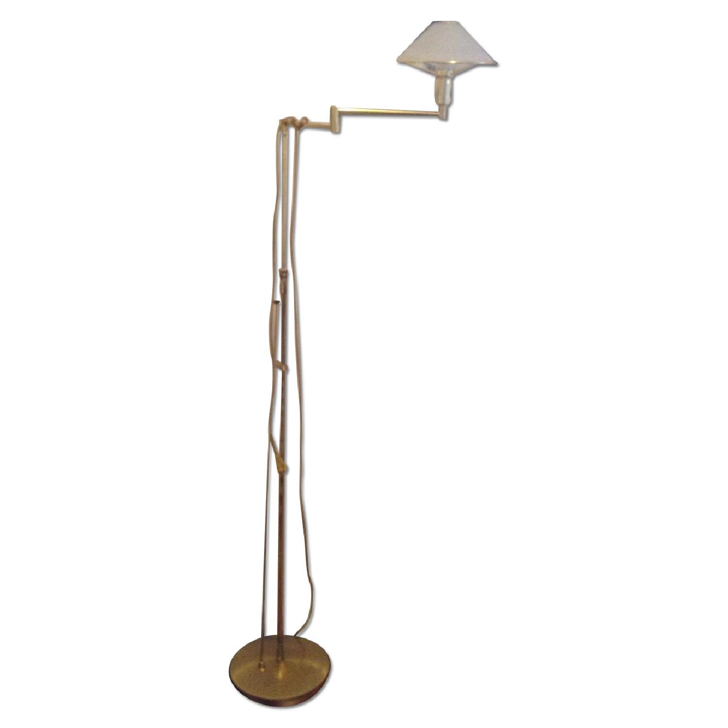 Holtkoetter Swing Arm Halogen Lamp -Brass with Marble Shade - image-0