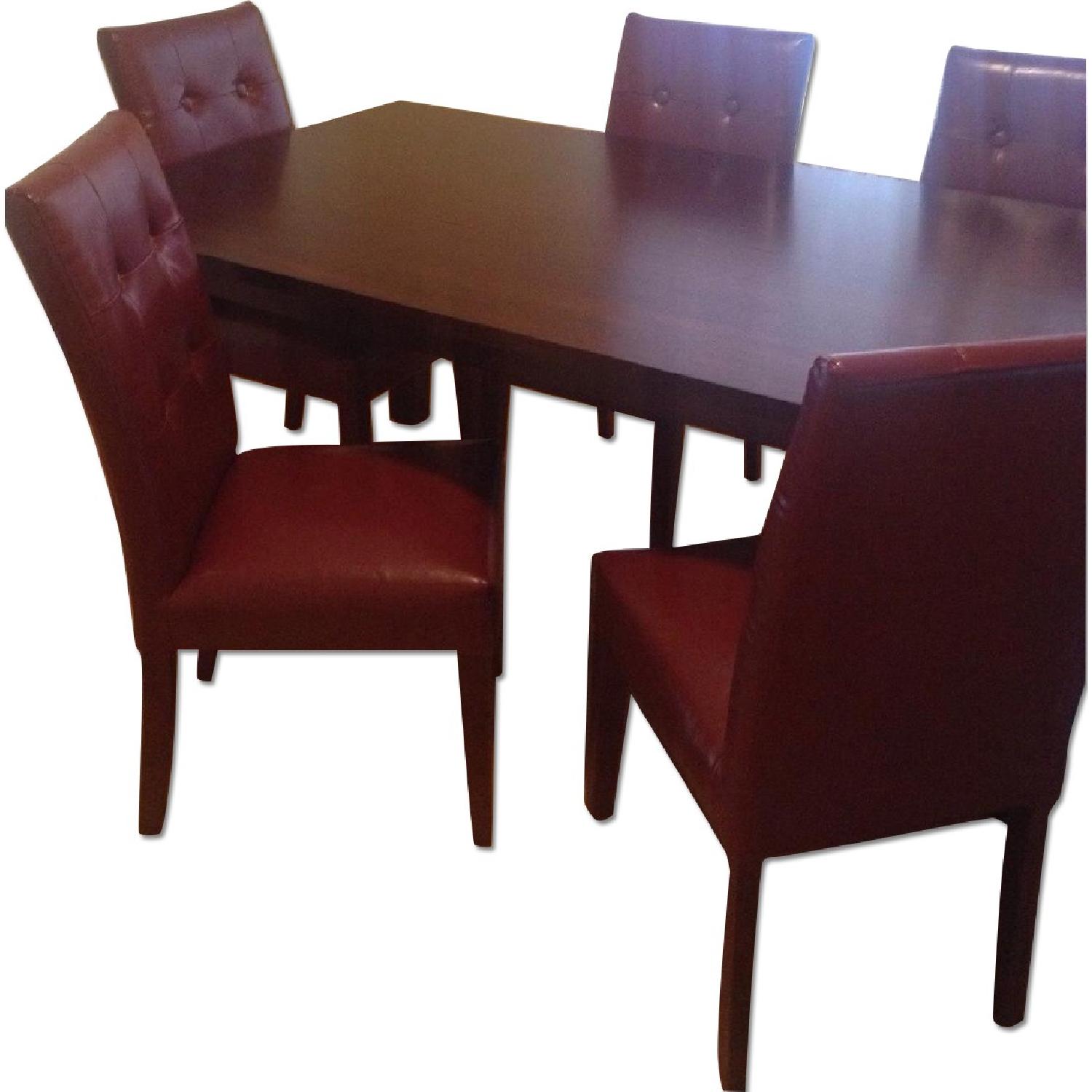 Pier 1 Dining Table and 6 Leather Chairs AptDeco