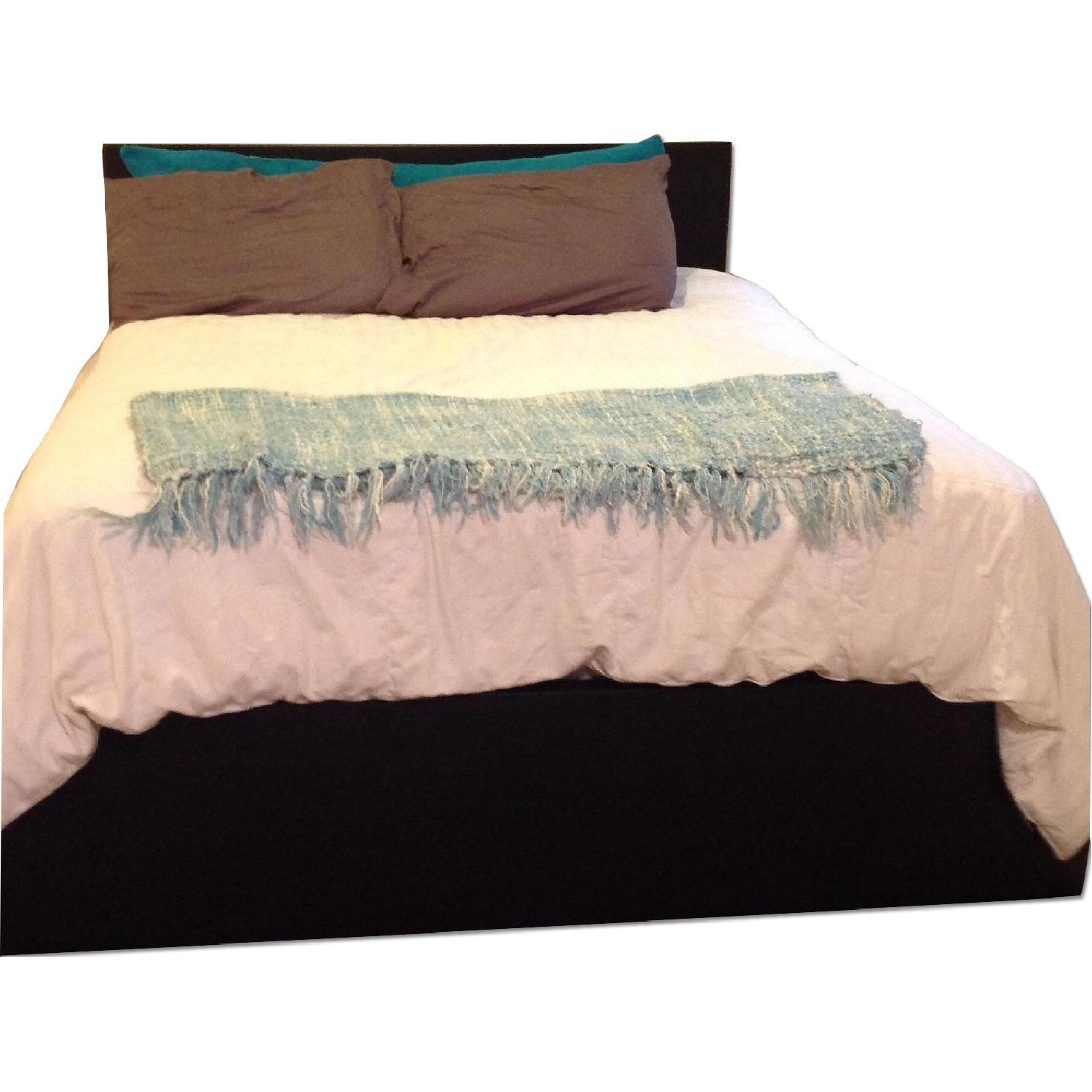 Ikea Dark Wood Bed Frame + 2 Dark Wood Dressers - image-0